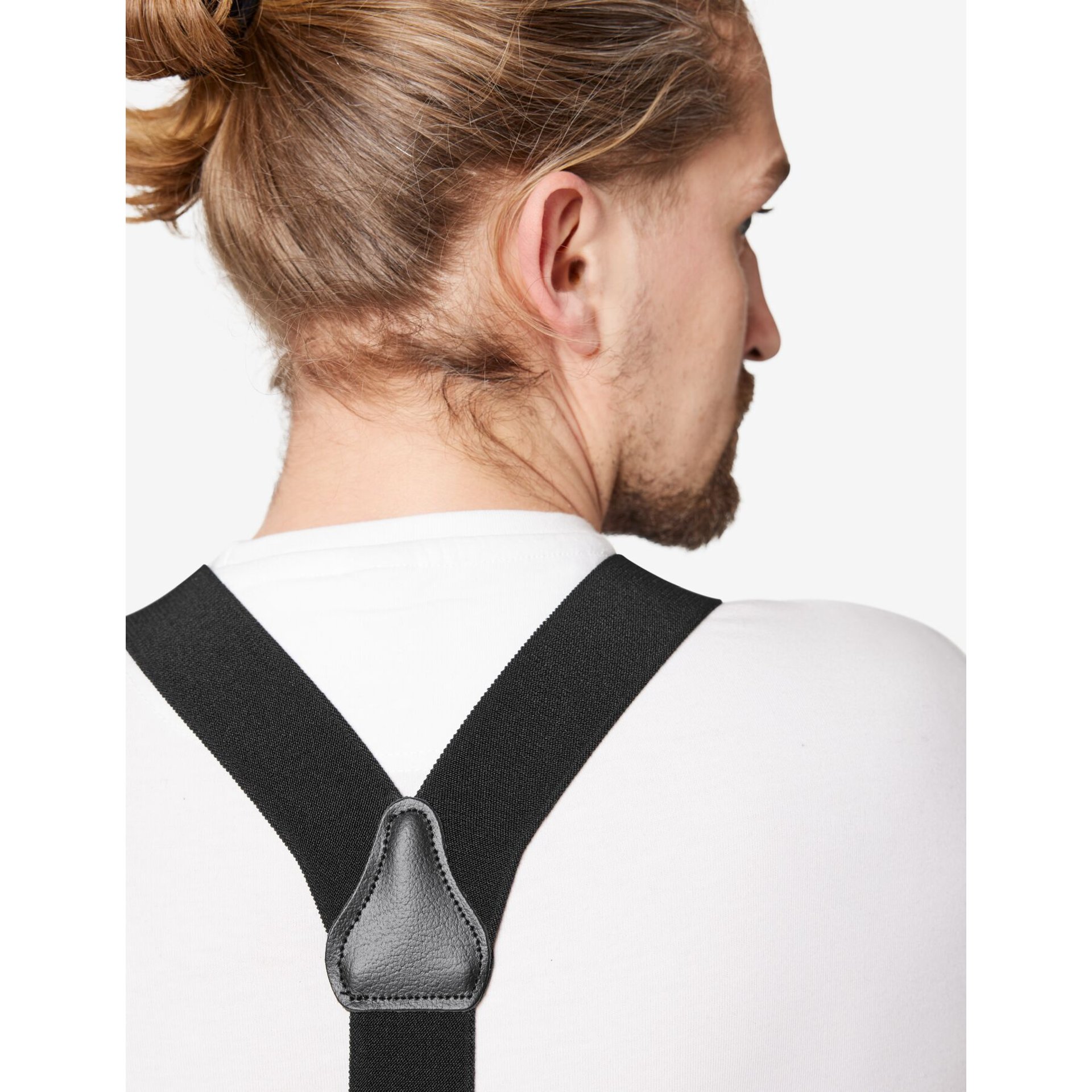 BODO Hosenträger Leder-Knopfpatte schwarz
