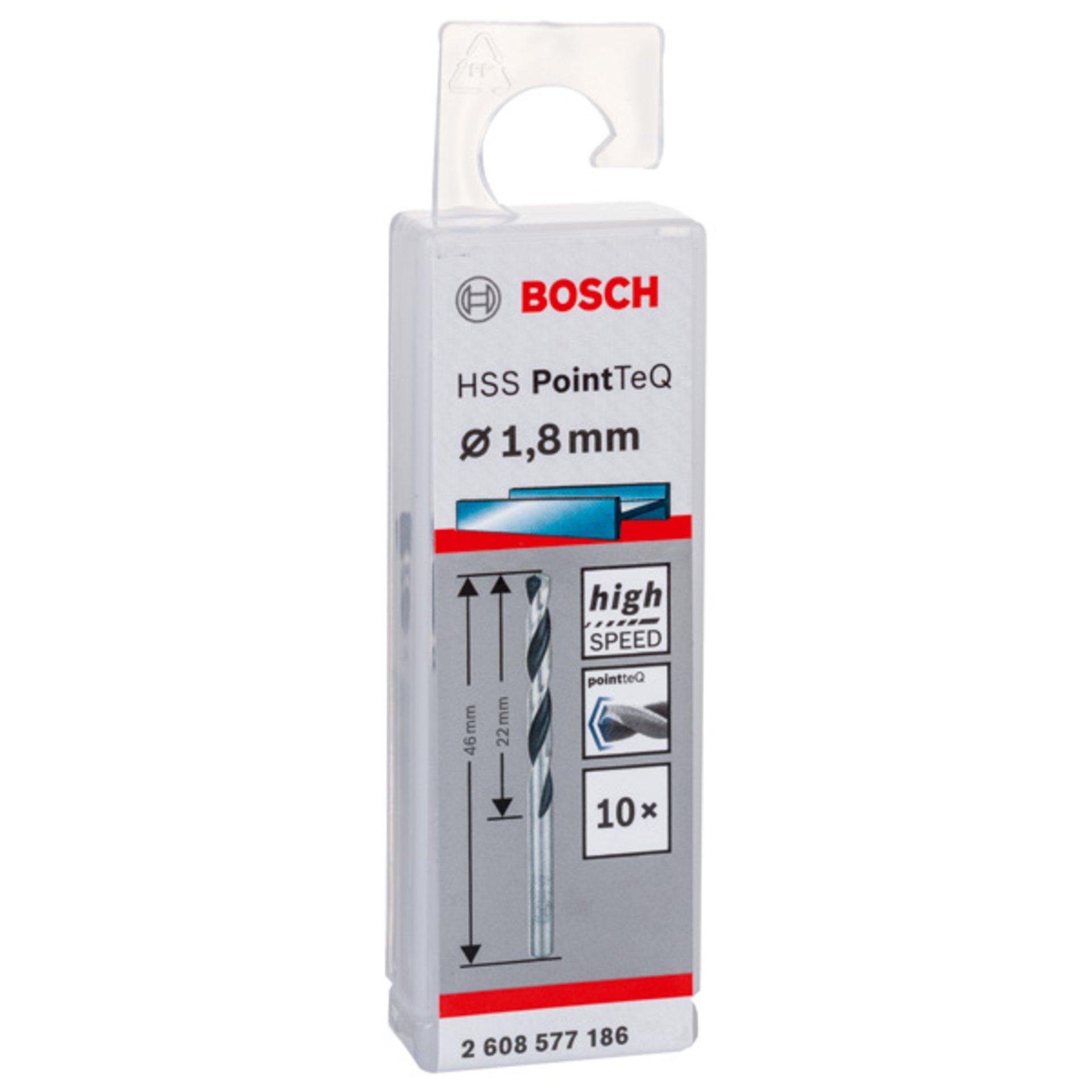 Metallspiralbohrer HSS PointTeQ, DIN 338, 1,8 mm, 10er-Pack