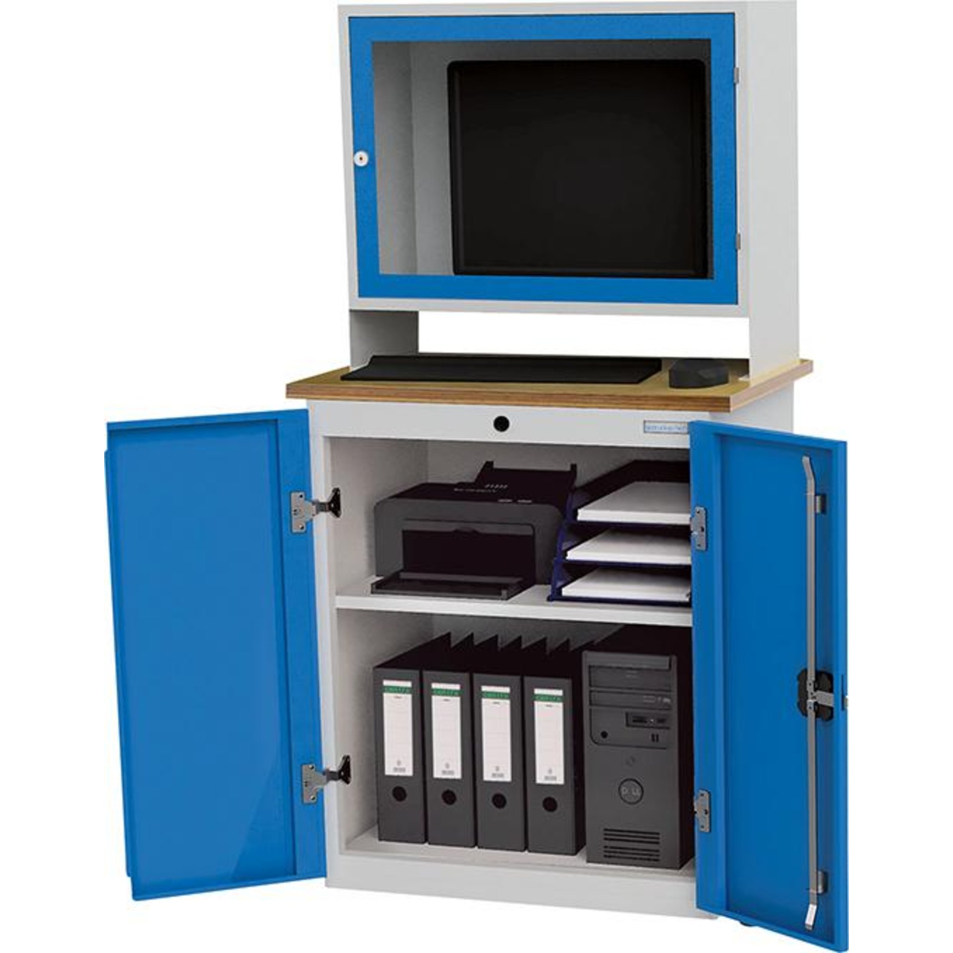 Computerschrank Office stationär, Monitoraufs. 2 Türen, Buche MP B750xT500xH1450mm