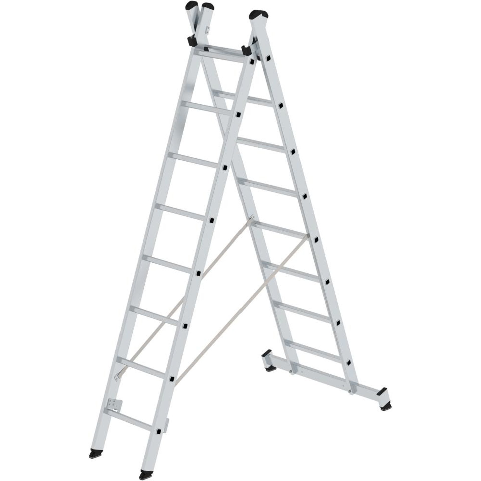 Alu-Mehrzweckleiter 2x8 Sprossen Leiterlänge 4,18m ausgef.Arbeitshöhe bis 5,30 m