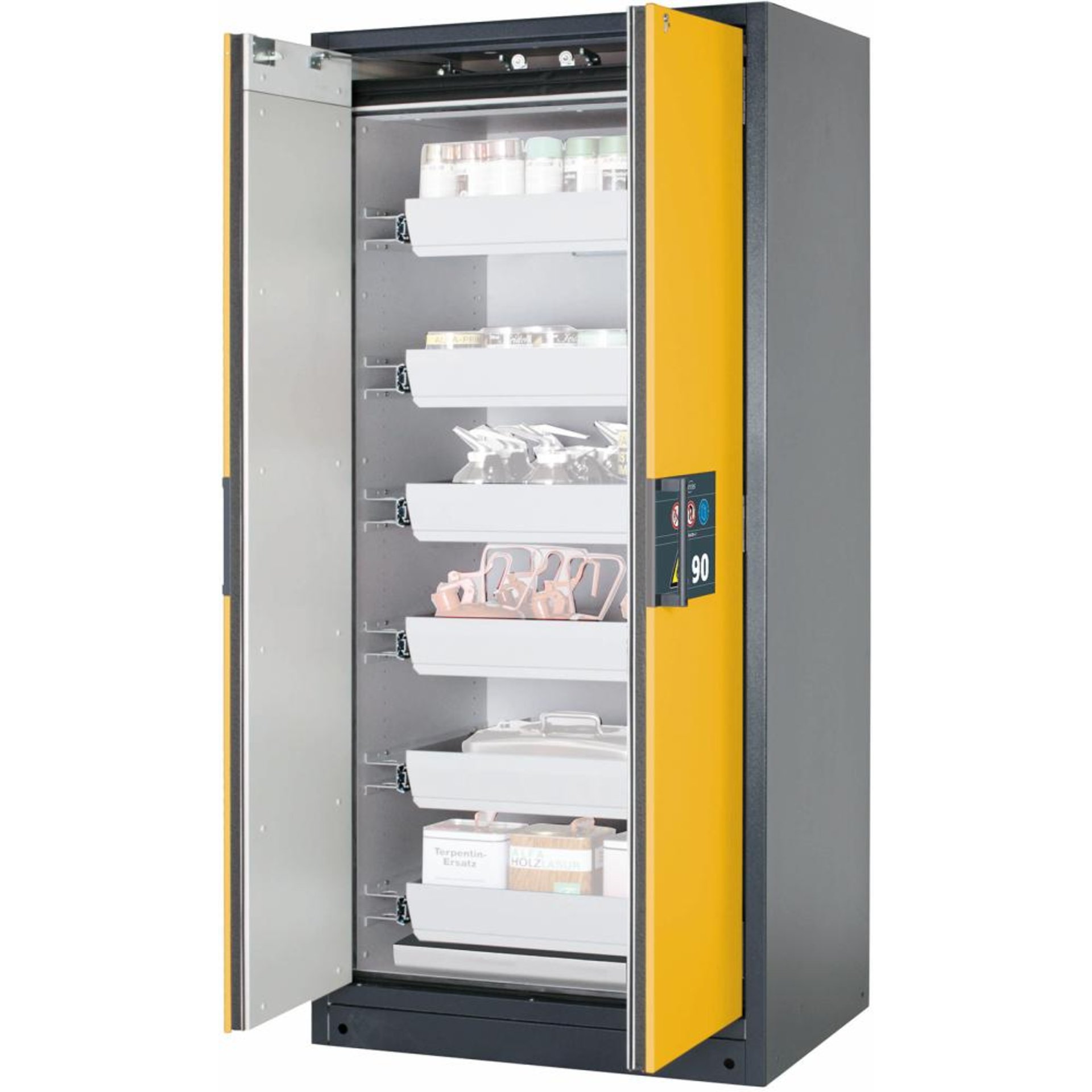 Gefahrstoffschrank Q-PEGASUS-90, mit 6 Auszugswannen