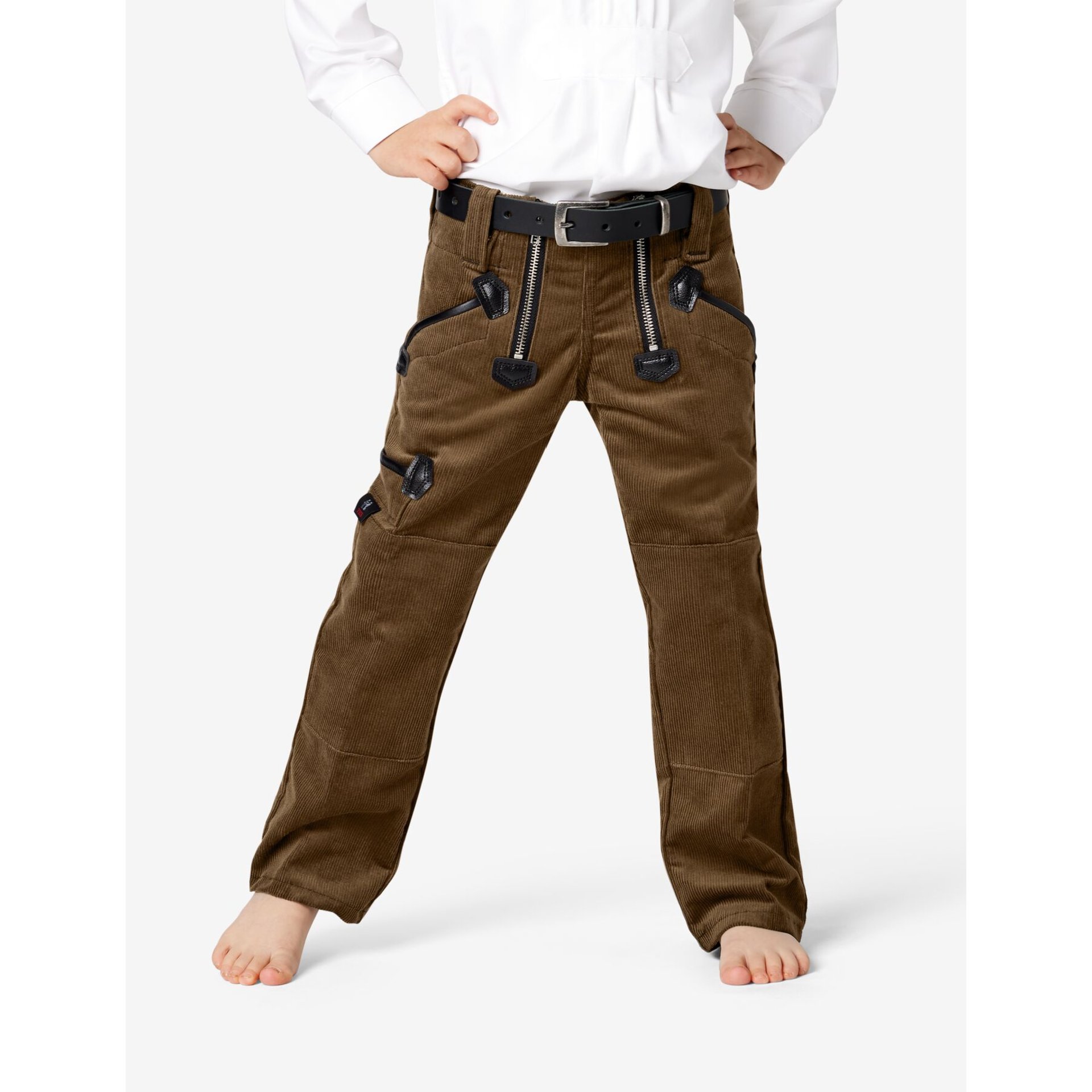 AUGUST Kinder-Zunfthose Zwirn-Feincord oliv-braun 104