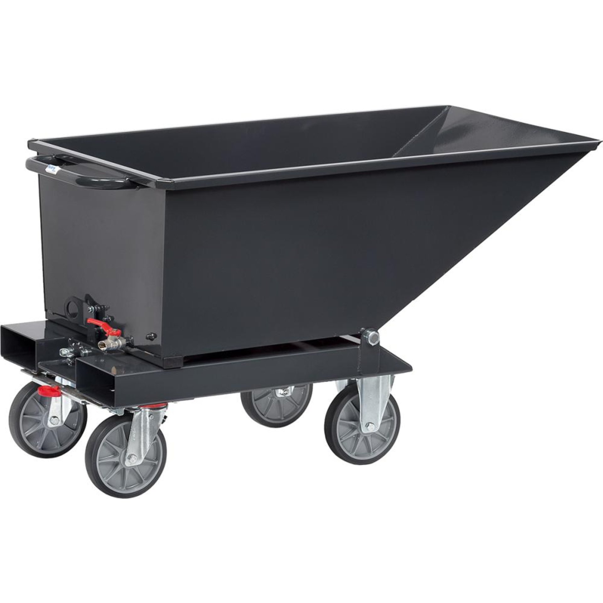 Muldenkipper 250l B713xT1359xH780 mm RAL 7016 Tragkraft 750kg mit Ablasshahn