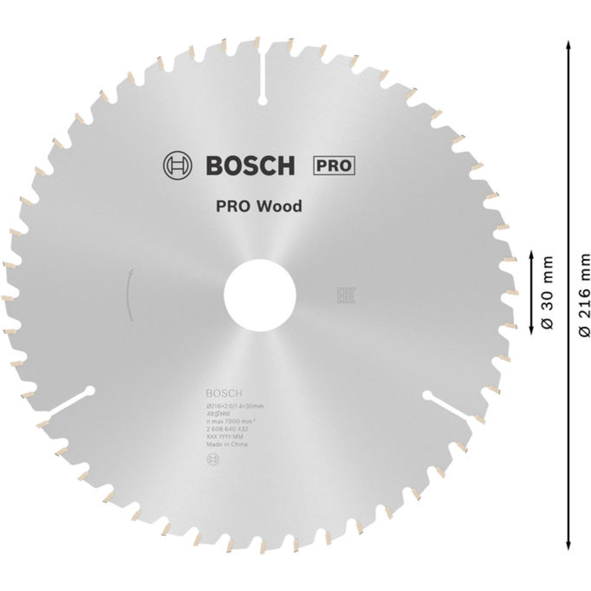 PRO Wood Kreissägeblatt, 216 x 2 x 30 mm, Z48