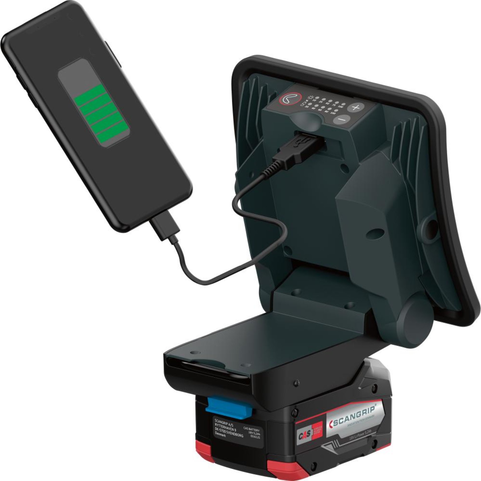 Akku-Arbeitsleuchte NOVA 2 CONNECT 200-2000Lumen ohne Akku SCANGRIP