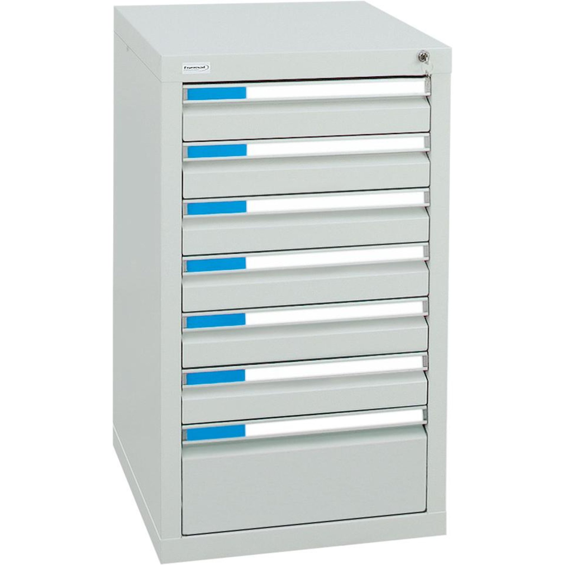 Format Schubladenschrank B500xT500xH900mm RAL 7035/7035 7 Schubladen 75kg