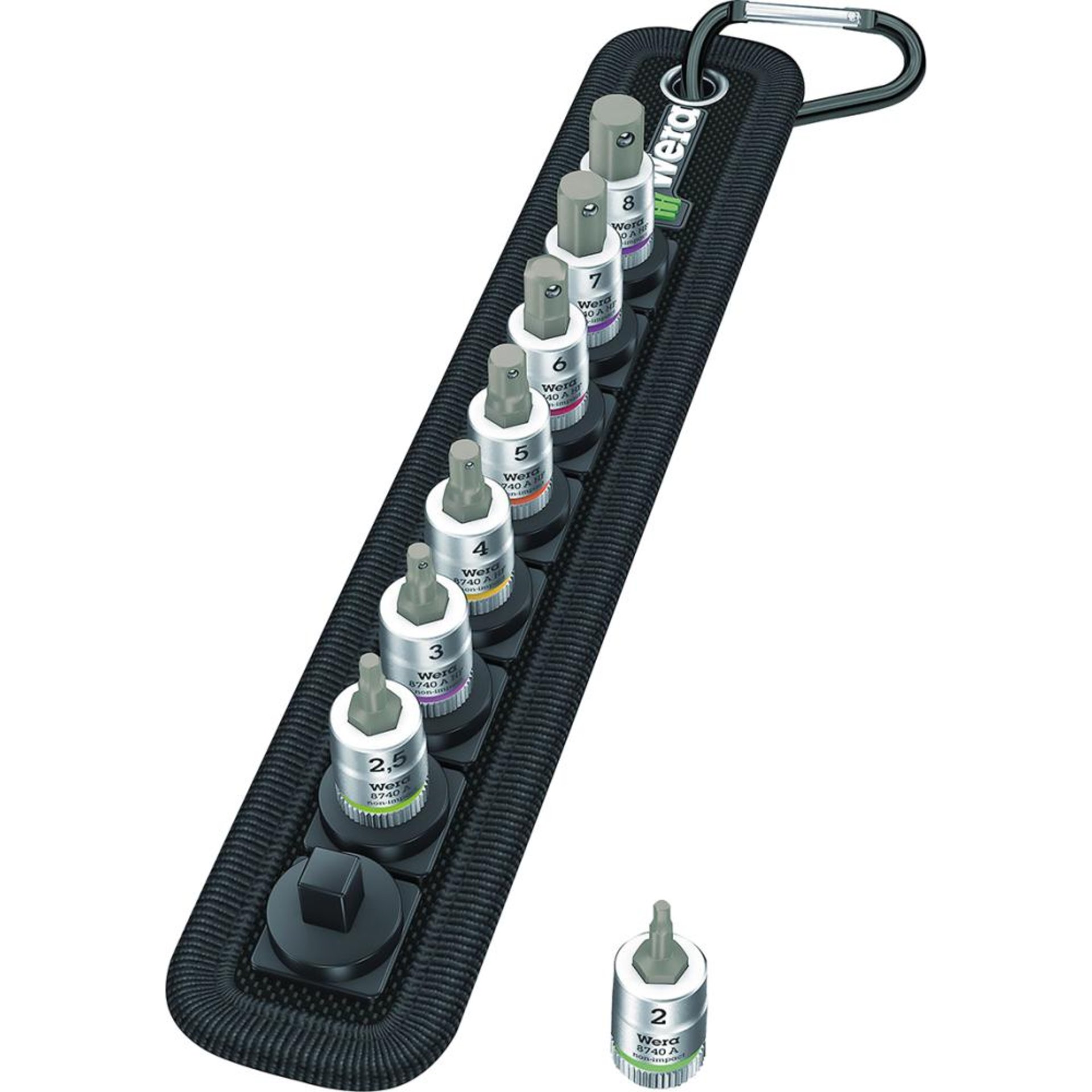 Schraubendrehereinsatz Satz mit Haltefunktion 3/8" Innensechskant 3-10mm 8-teilig Wera