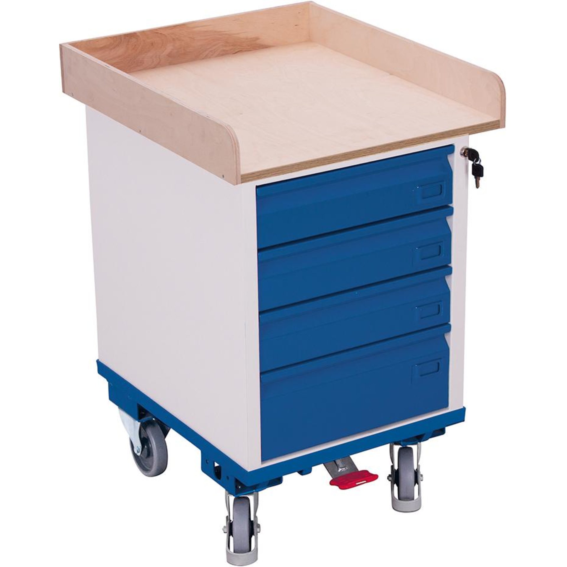 Rollschrank 150kg B575xT660xH905mm RAL 7035/5010 4 Schubladen VarioFit