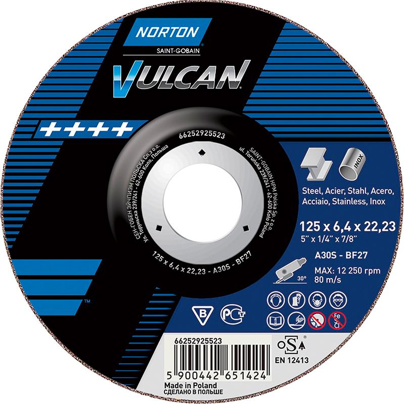 NORTON clipper Schruppscheibe Vulcan Stahl/Inox gekrö. 125x6,4