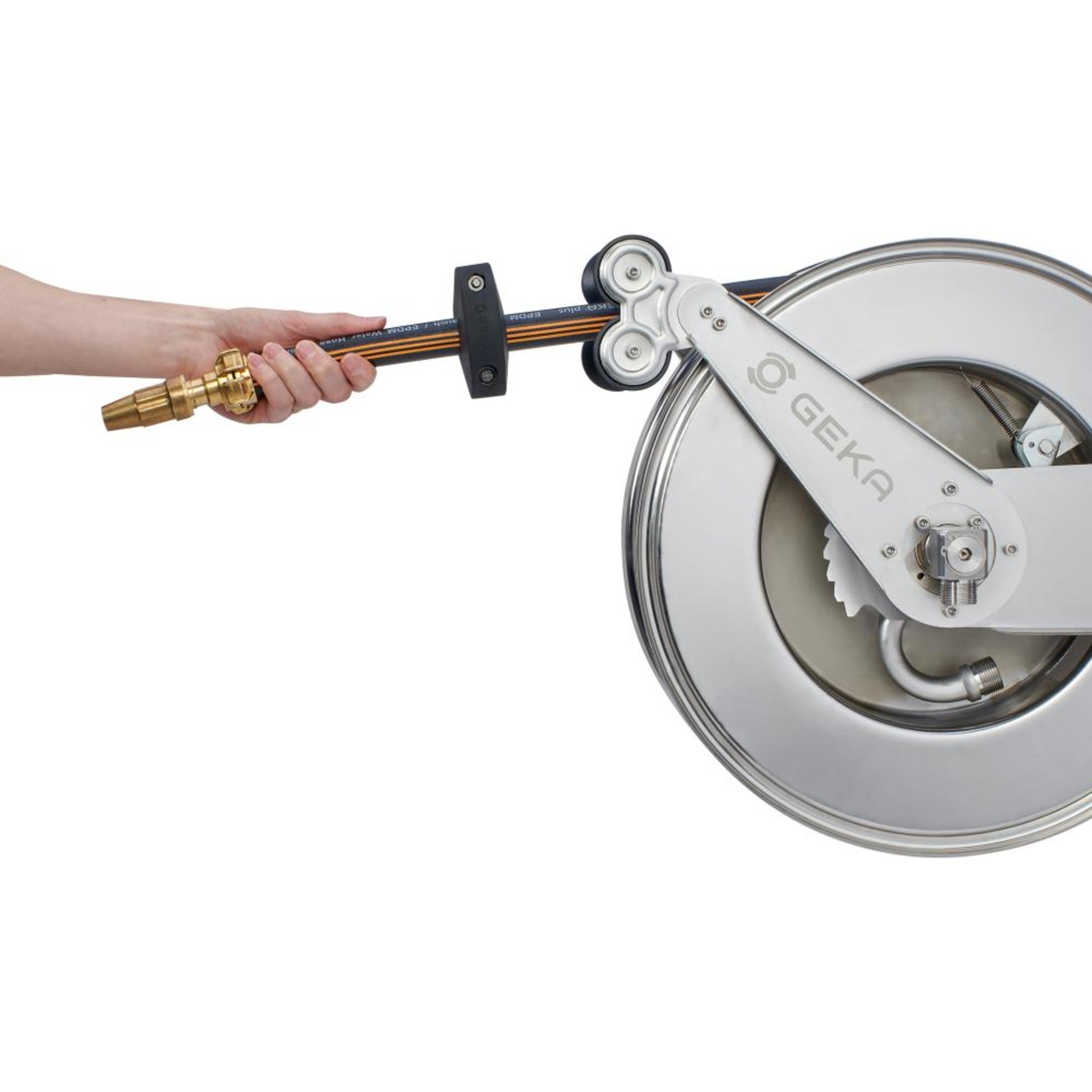 GEKA plus automatischer Schlauchaufroller EA15GSKEdelstahl, inkl. 11m EPDM-Schlauch 3/4" & Arm.
