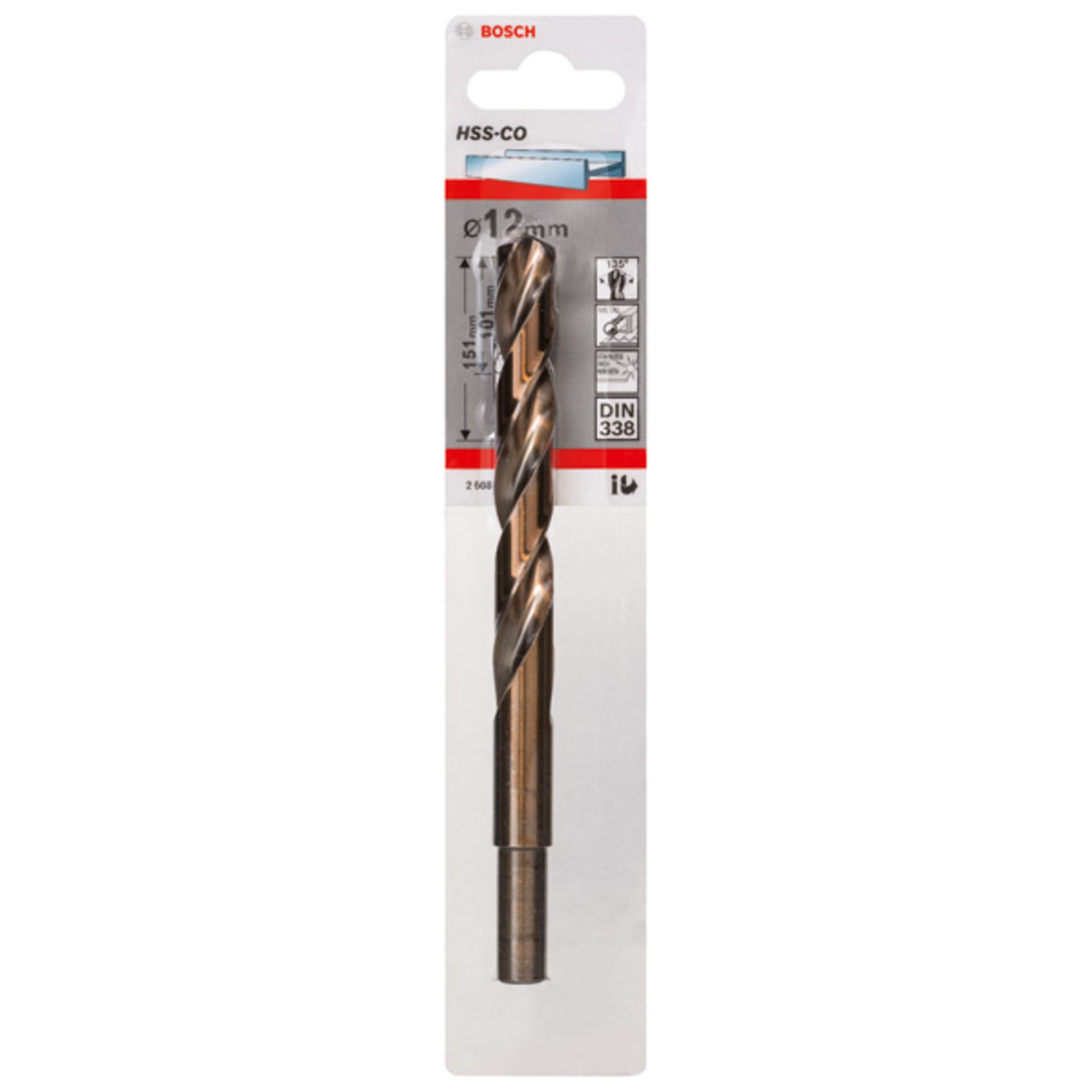 Metallbohrer HSS-Co, DIN 338, 12 x 101 x 151 mm, 1er-Pack