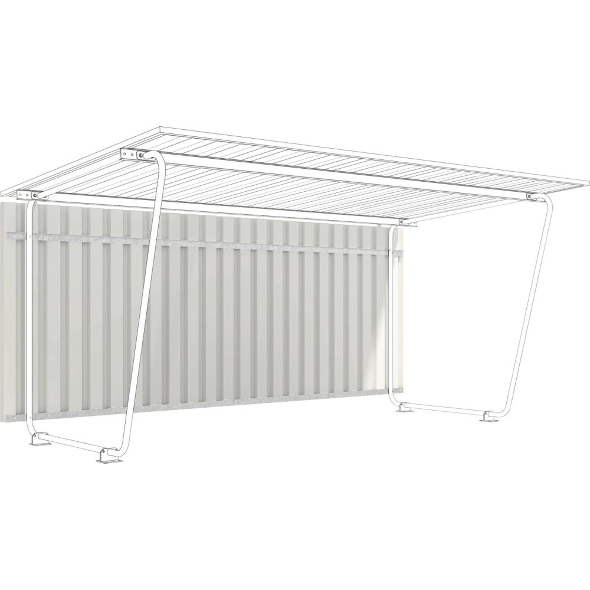 Rückwand Grundfeld aus Polyester RAL 9002 grauweiß für Überdachung Mod. Siegen