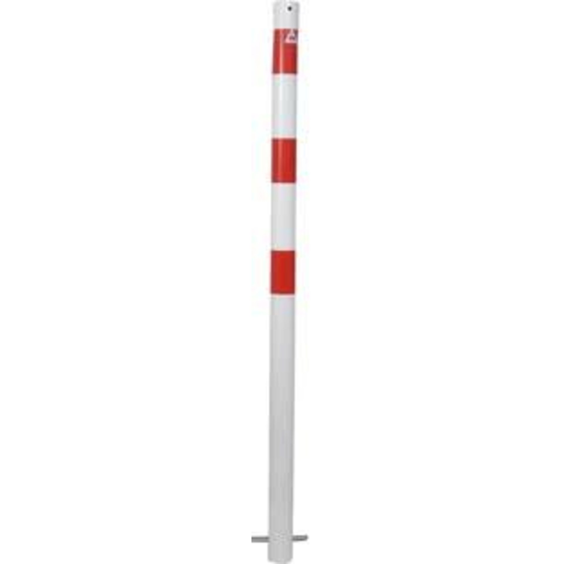 Absperrpfosten rot/weiß H1300xD60 mm 2 Ösen zum Einbetonieren Schake