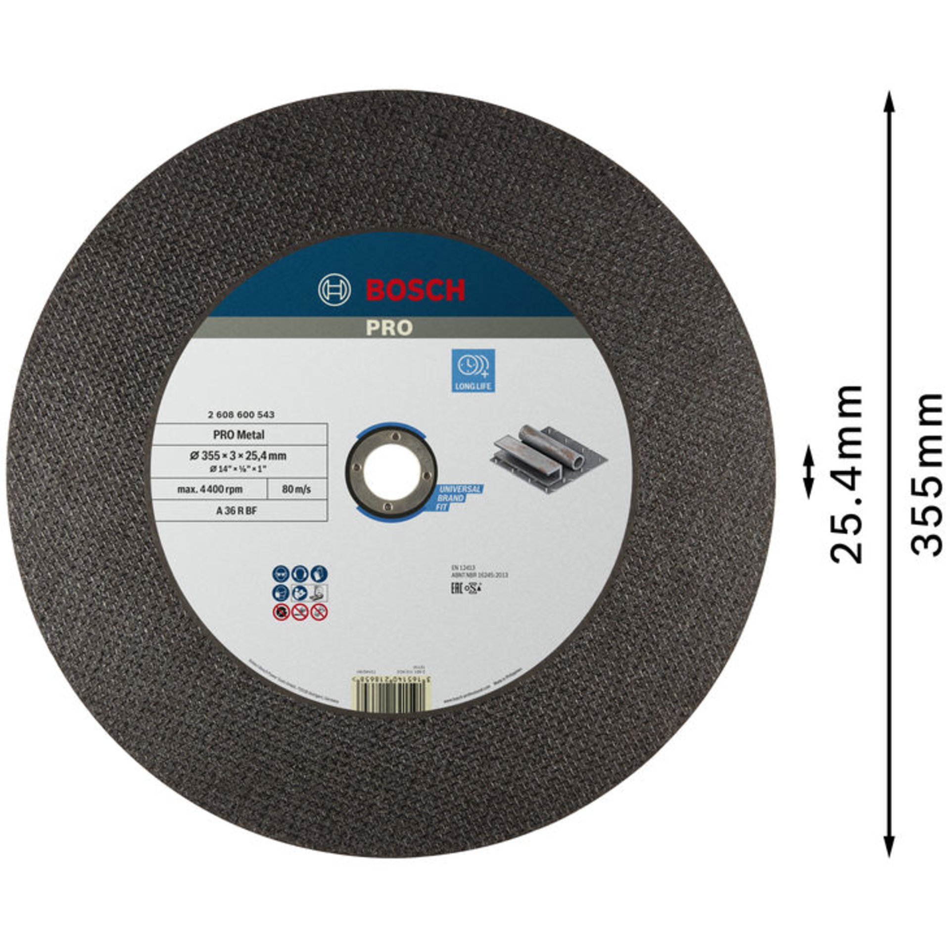 PRO Metal Gebundene Trennscheibe, 355x3x25,4 mm
