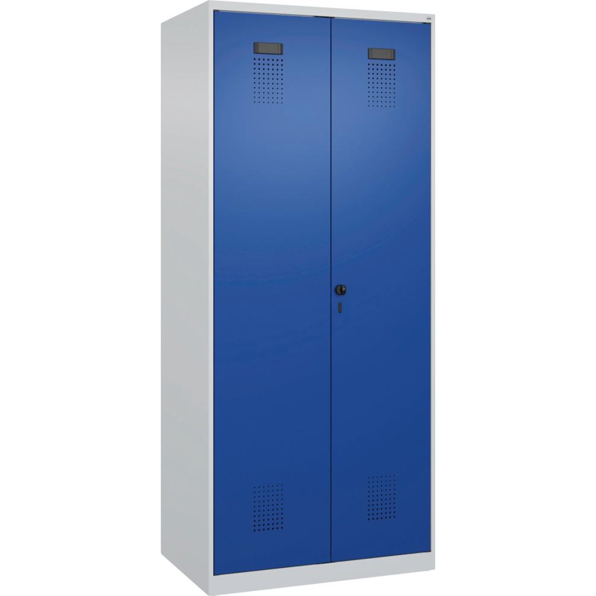 S/W-Gard.-Schrank EVOLO bodenstehend RAL 7035/5010, 2 Abteile B800xT500xH1850mm