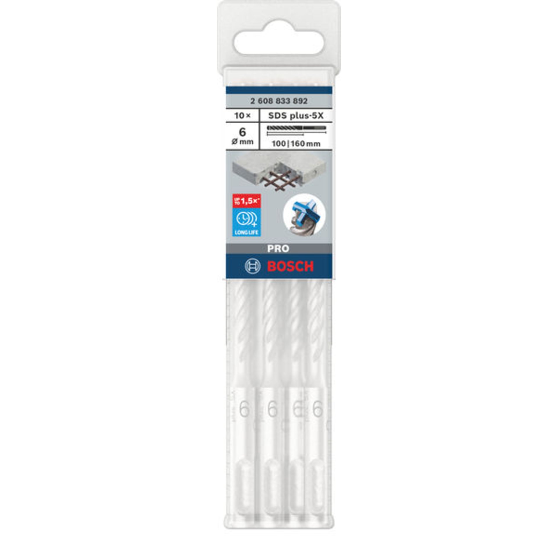 PRO SDS plus-5X Hammerbohrer, 6 x 100 x 160 mm, 10-tlg.