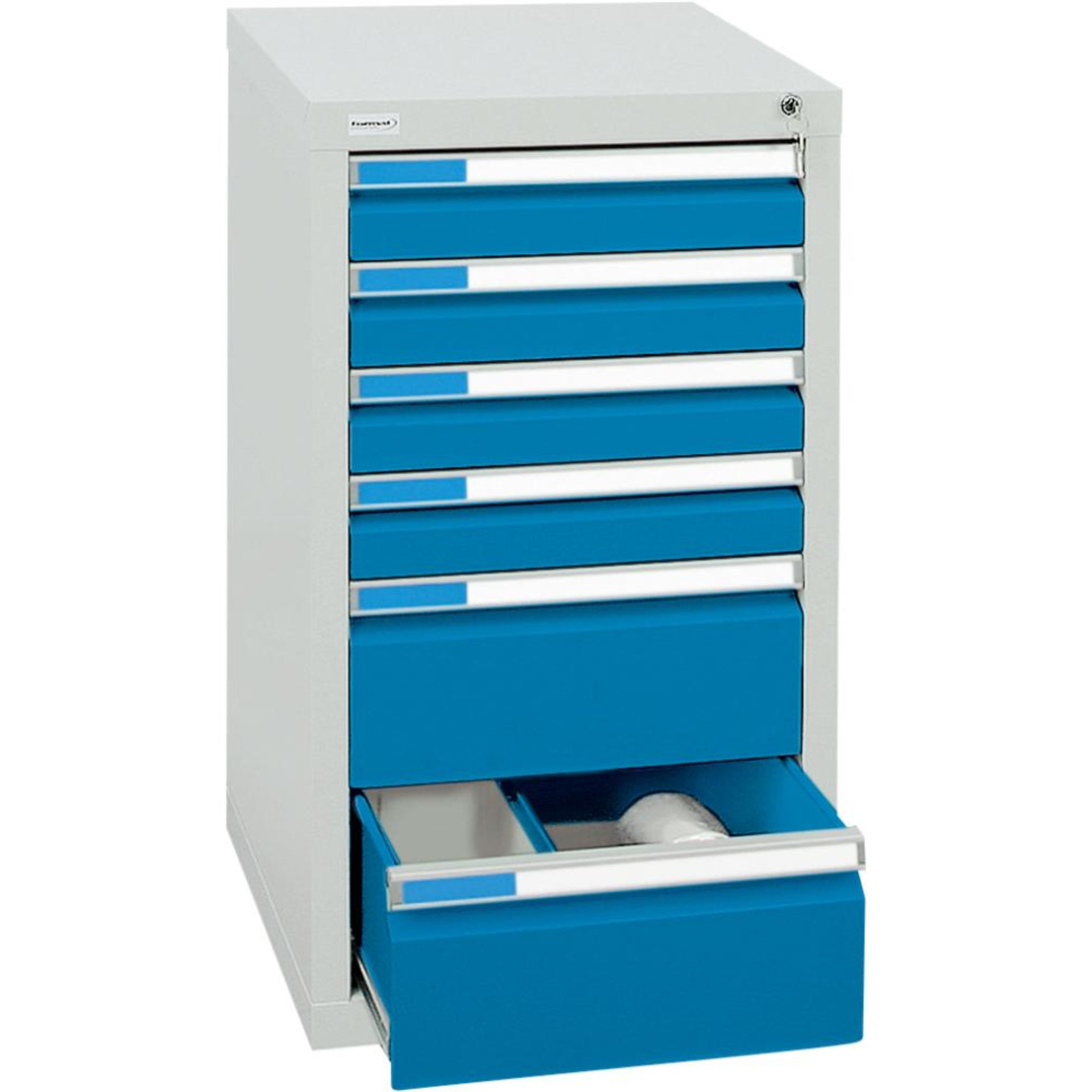 Format Schubladenschrank B500xT500xH900mm RAL 7035/5012 6 Schubladen 75kg