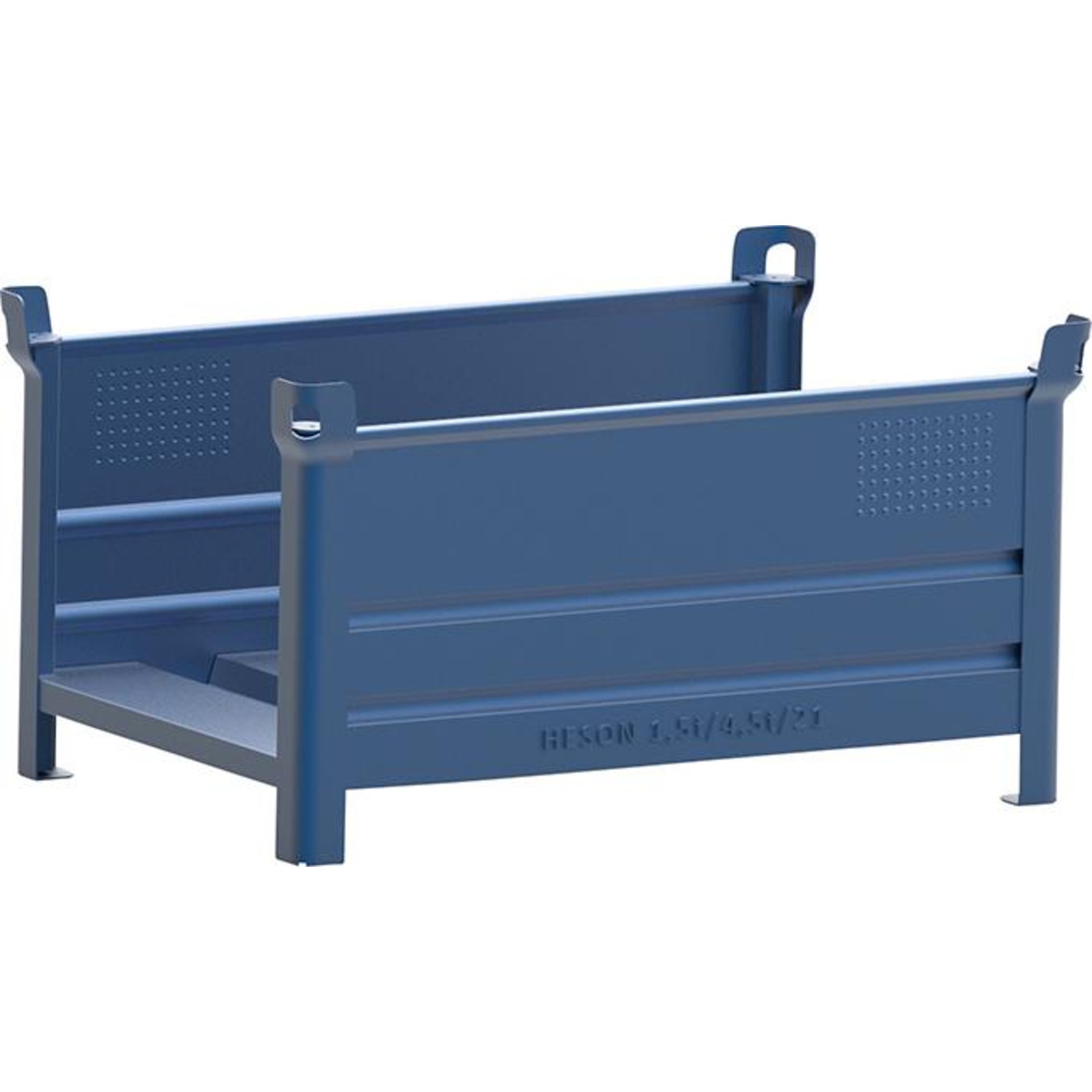 Lagergestell RAL5010 B1200xT800xH600 mm Nutzlast1,5t Auflast4,5t längsseitig Wandumschlag