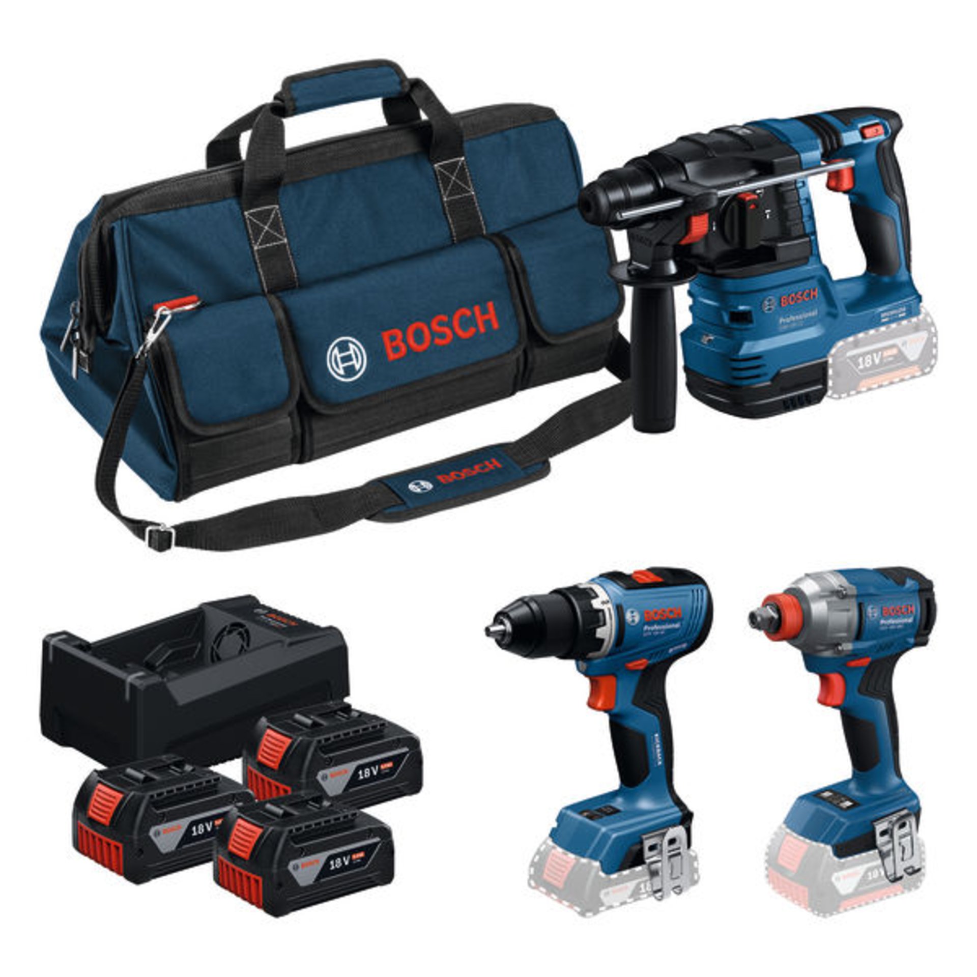 Combo Kit 18V-Set mit 3 Werkzeugen: GSR + GDX + GBH + 3x5.0Ah + GAL 12V/18V-80