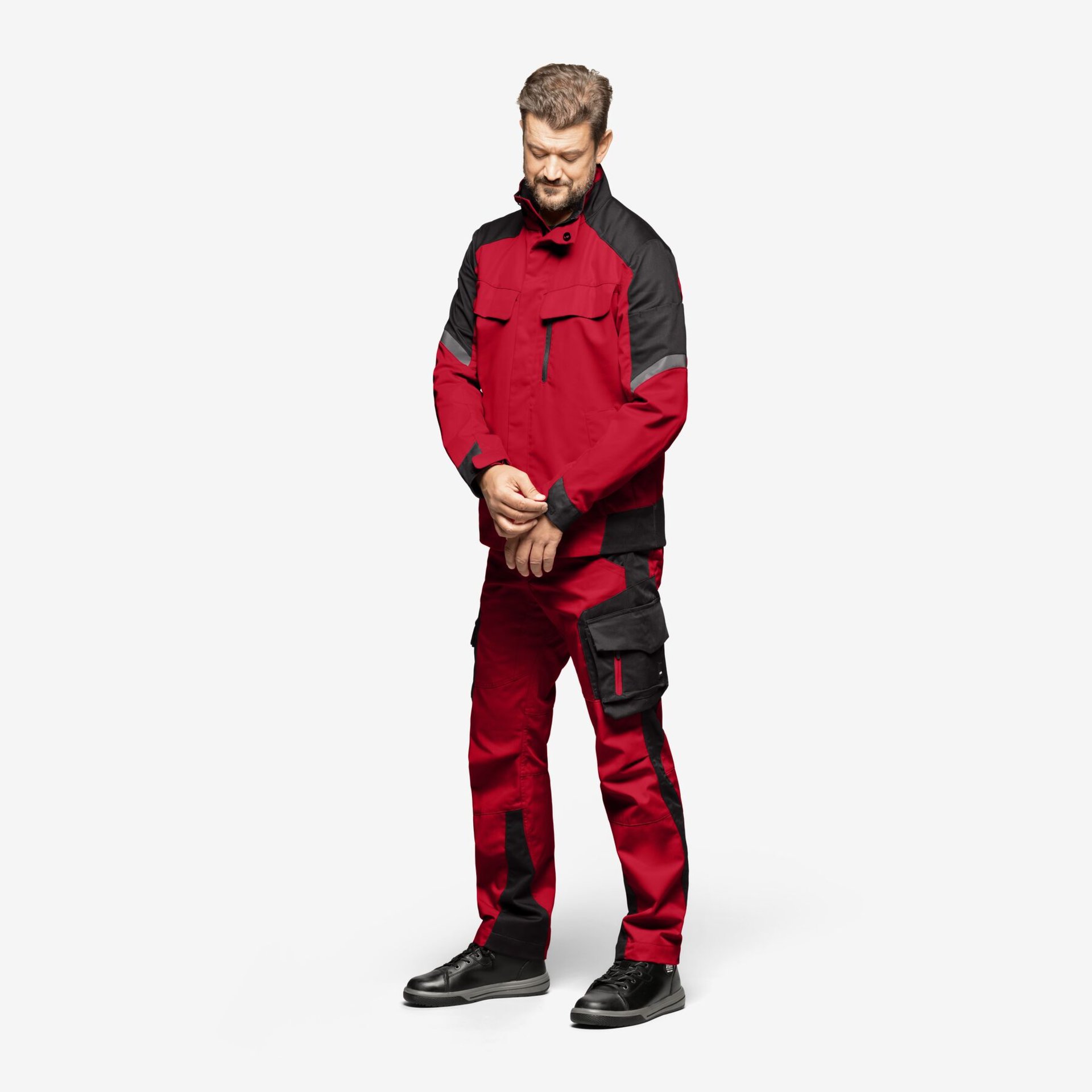 FRANK Arbeitsjacke Herren rot-schwarz 5XL