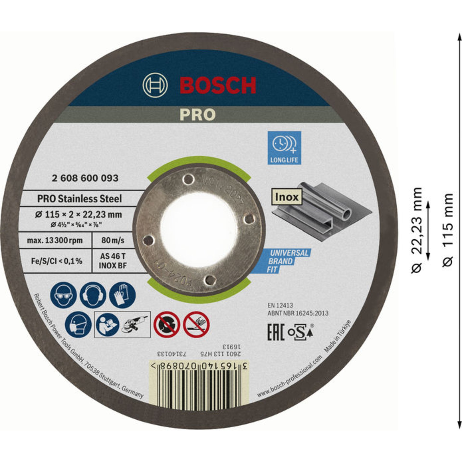 PRO Stainless Steel Trennscheibe, 115 x 2 x 22,23 mm