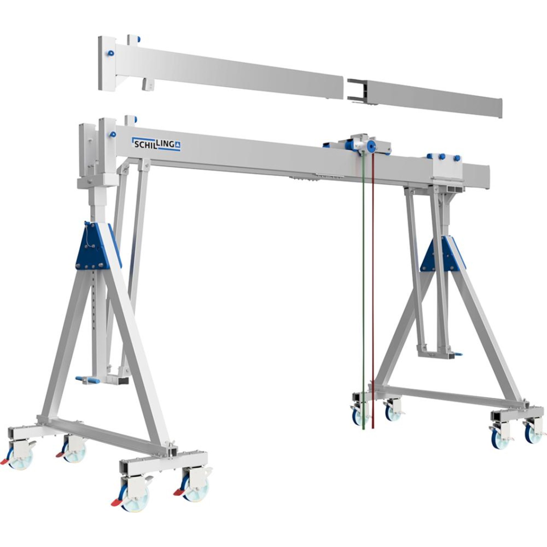 Aluportalkran fahrbar H2138-2488 mm 2000 kg TL 4000 mm Alu-Doppel-Träger