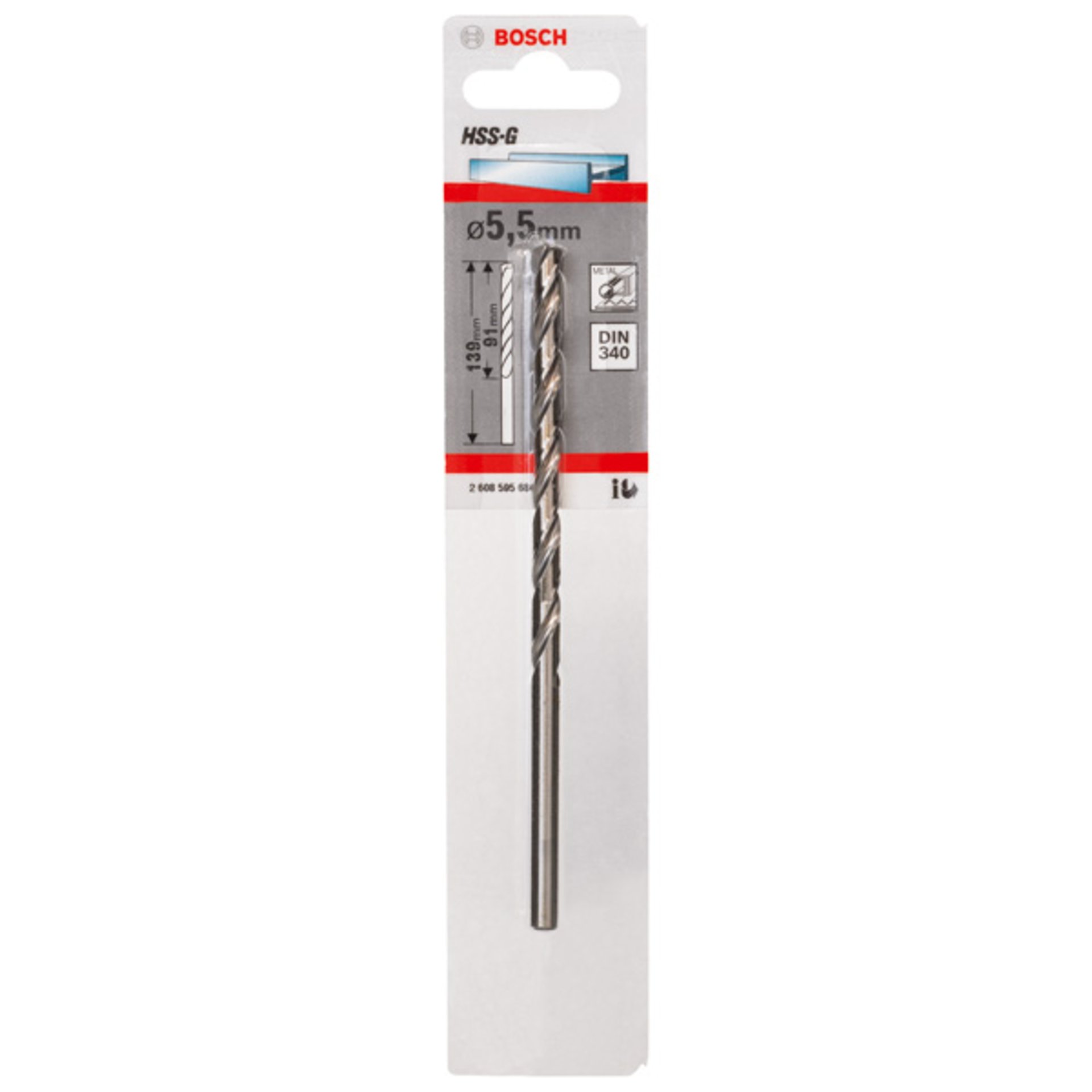 Metallbohrer HSS-G, DIN 340, 5,5 x 91 x 139 mm, 1er-Pack
