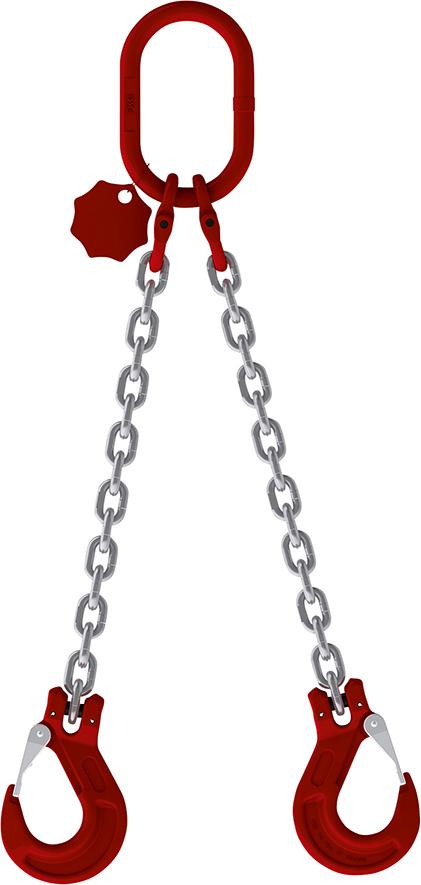 Kettengehänge verz 2-str L 2 m Tragkraft 45-60° 2t Kettengehänge verz 2-str L 2 m Tragkraft 45-60° 2t