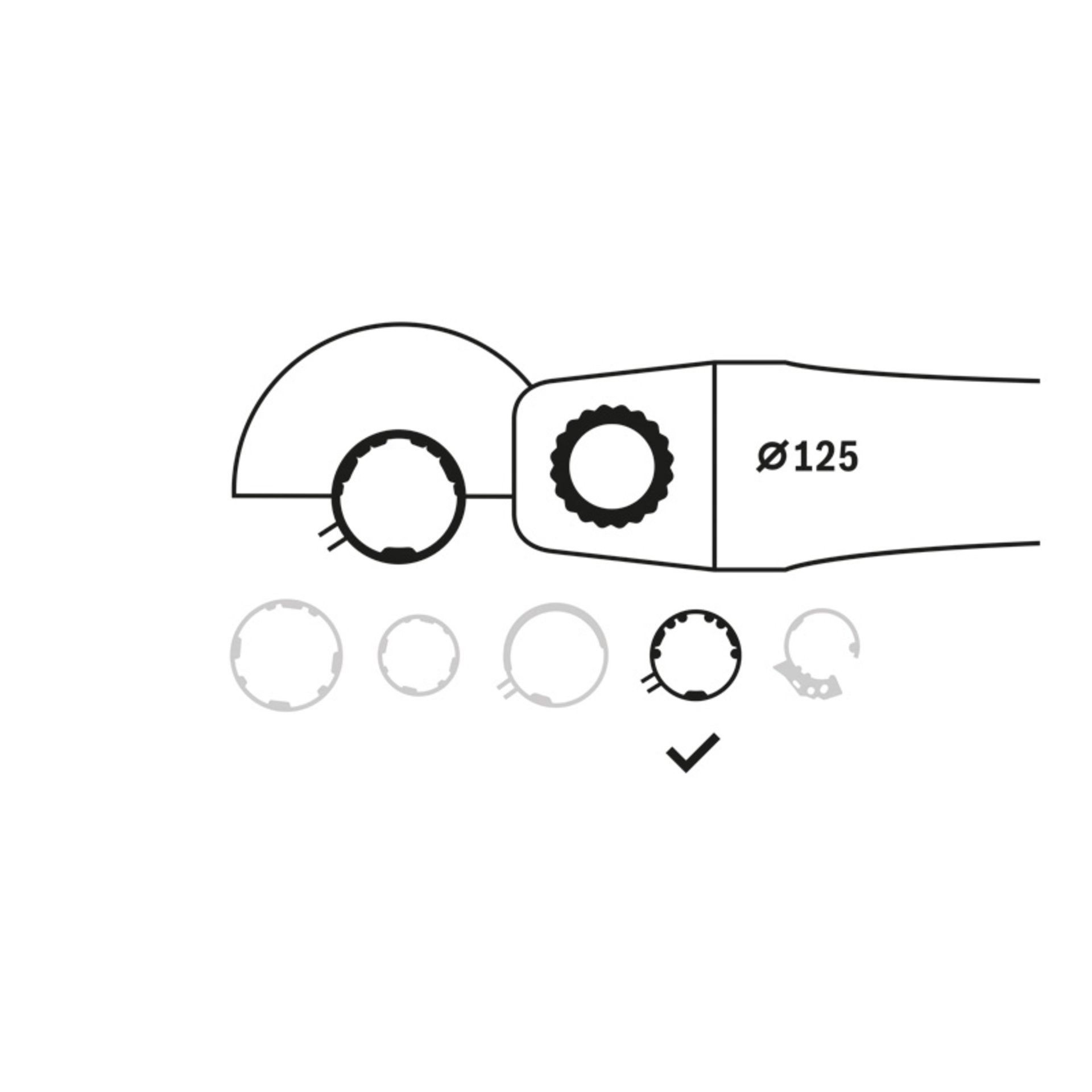 Schutzhaube ohne Deckblech, 125 mm, Schraubverschluss mit Codierung