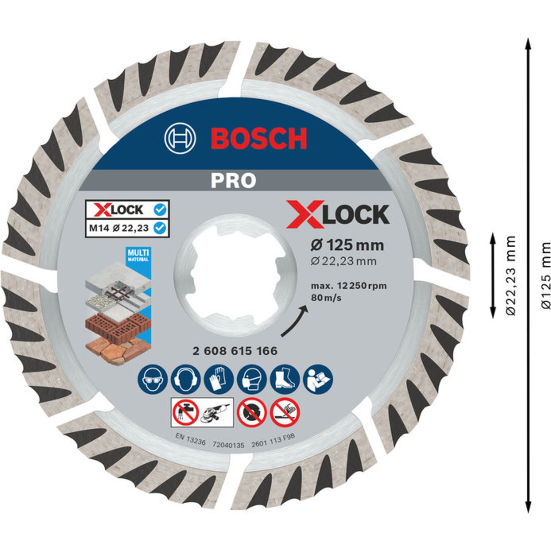 PRO Multi Material X-Lock Diamanttrennscheibe, 125 x 22,23 mm, 22,23 mm