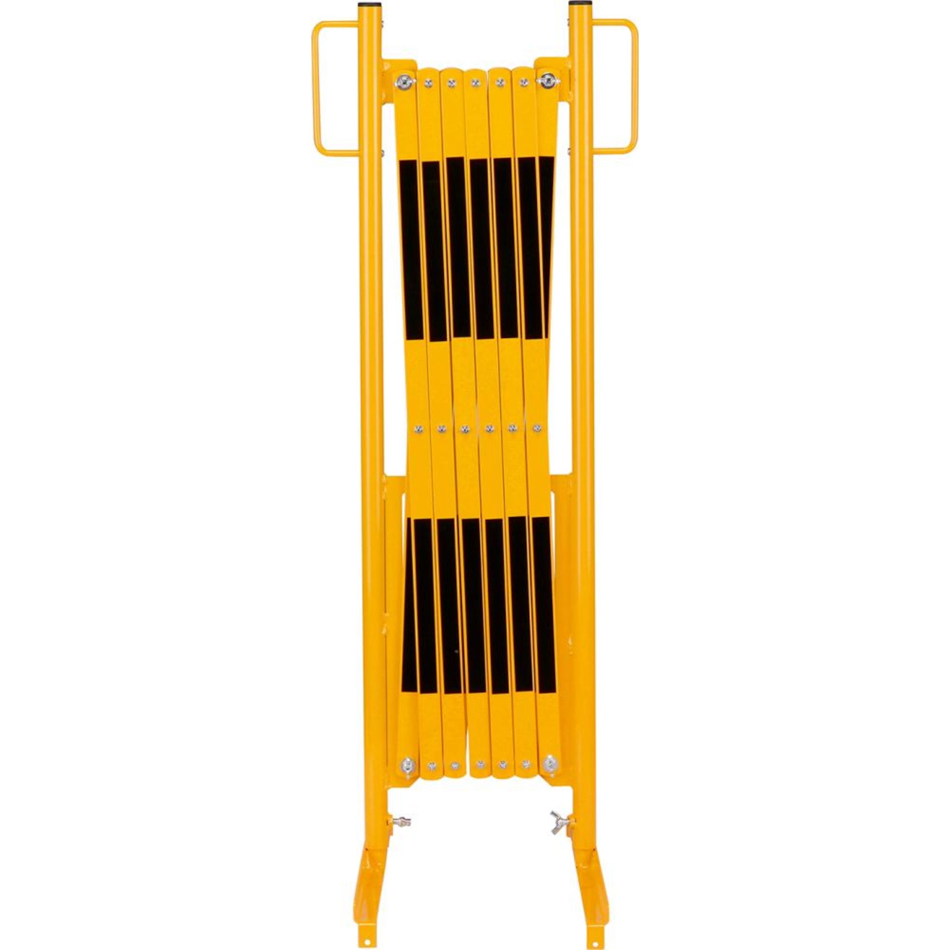 Scherengitter H 1050mm, L bis 3600mm gelb/schwarz stationär mit Standfuß