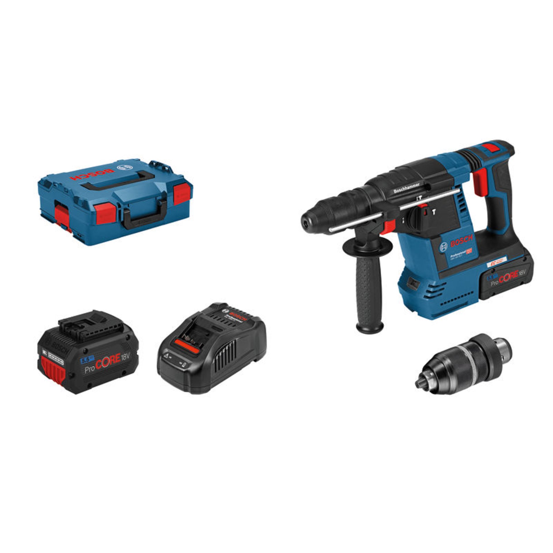 Akku-Bohrhammer mit SDS plus GBH 18V-26F,L-BOXX 136, 2 x ProCORE18V 5.5Ah