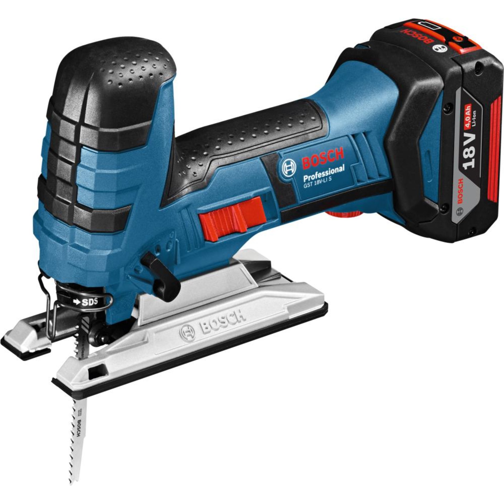 Akku Stichsäge GST 18V-LI S Bosch 2x 4,0 Ah Ladegerät GAL1840 L-Boxx