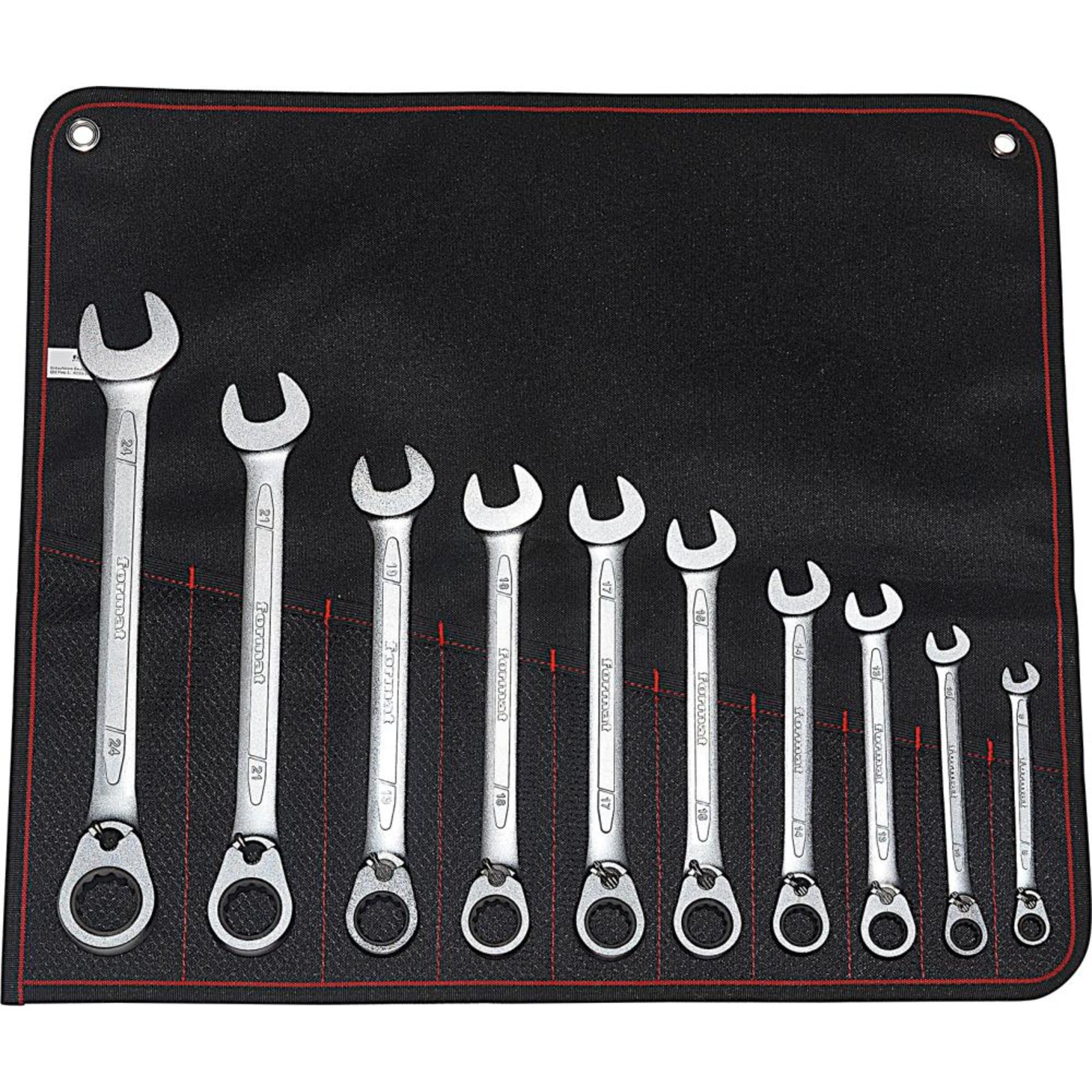 Ratschenschlüssel-Satz umschaltbar 8-24mm 10-teilig in Rolltasche FORMAT