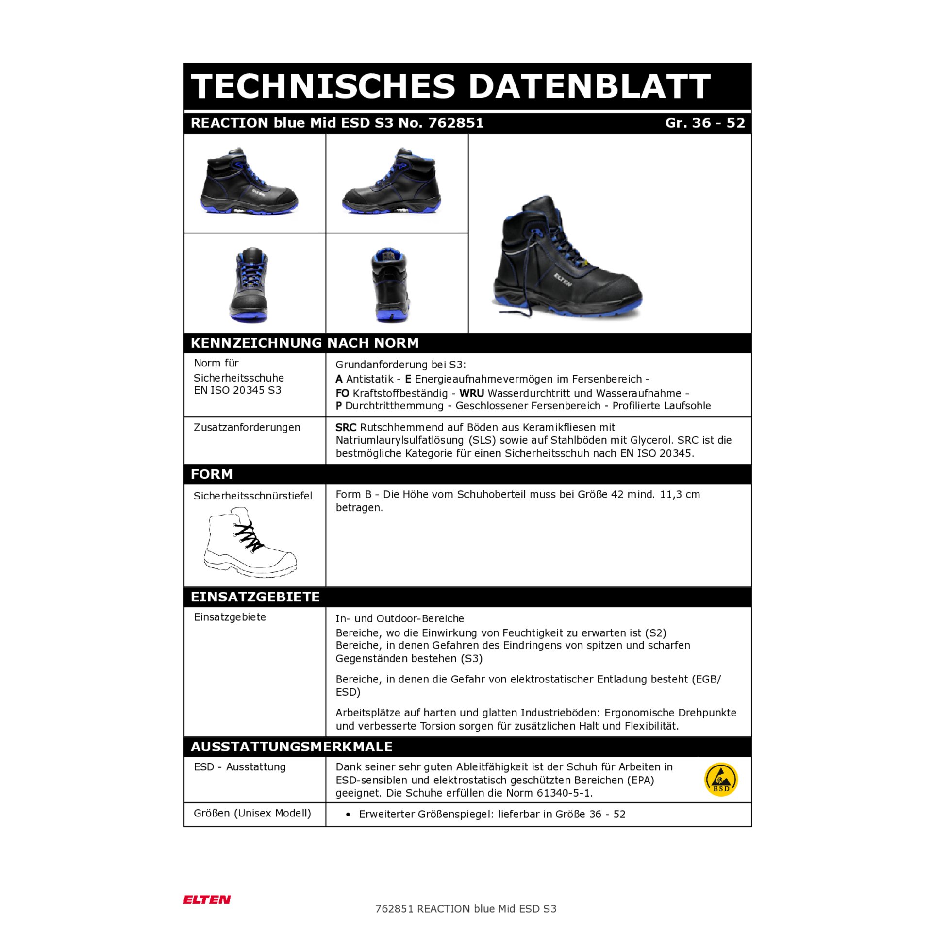 Sicherheitshalbschuh WILLIAM red Low ESD S1P Typ 3, Gr. 43