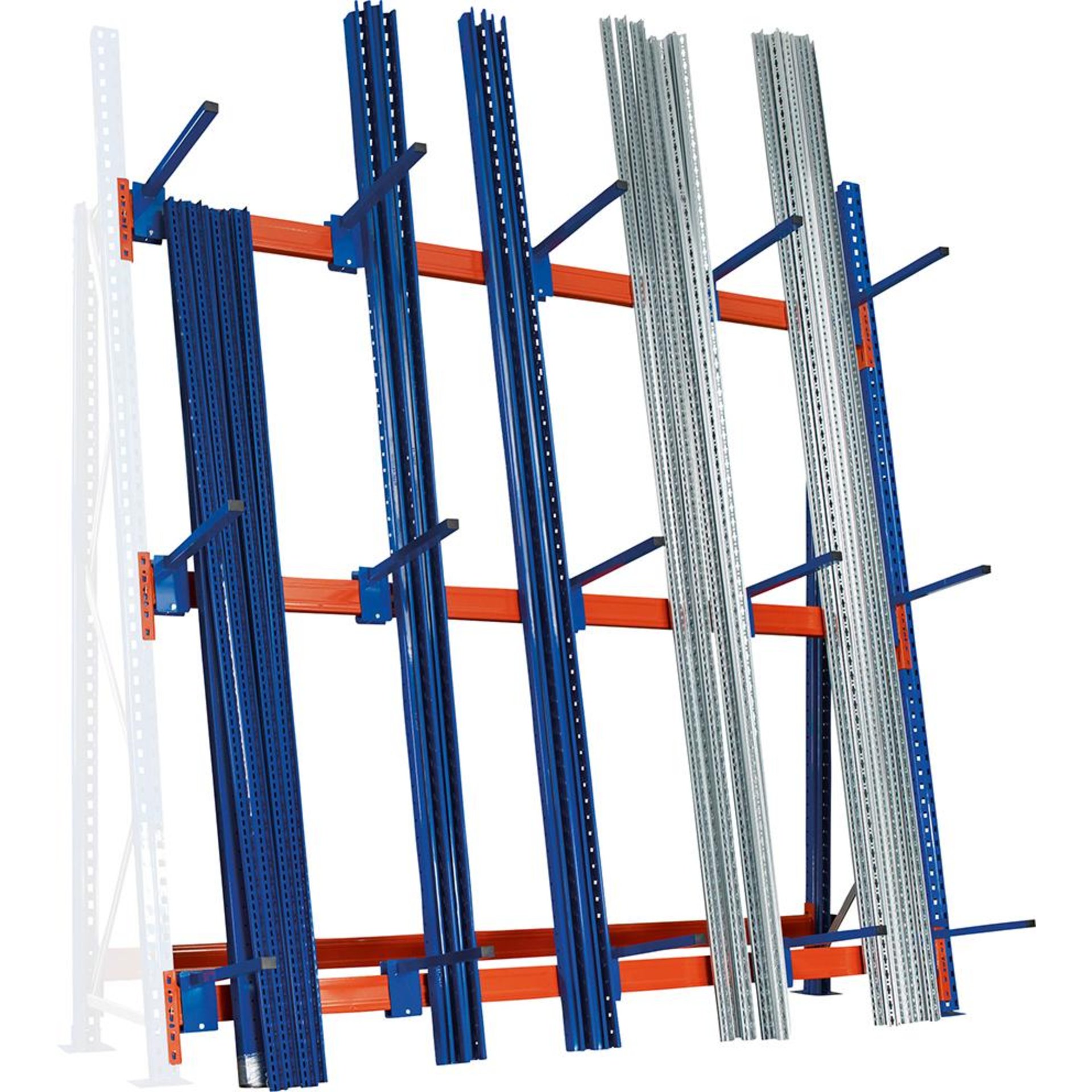 AR Profillager-Regal blau3 Ebenen 3000x1825x700