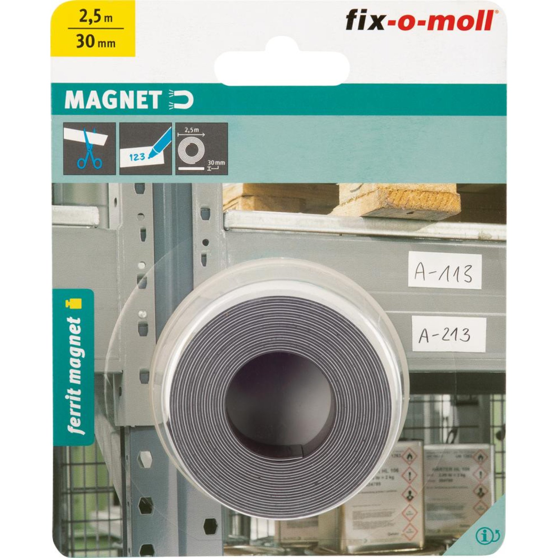 Magnetband beschriftbar 2,5m x 30,weiß Inhalt: 1