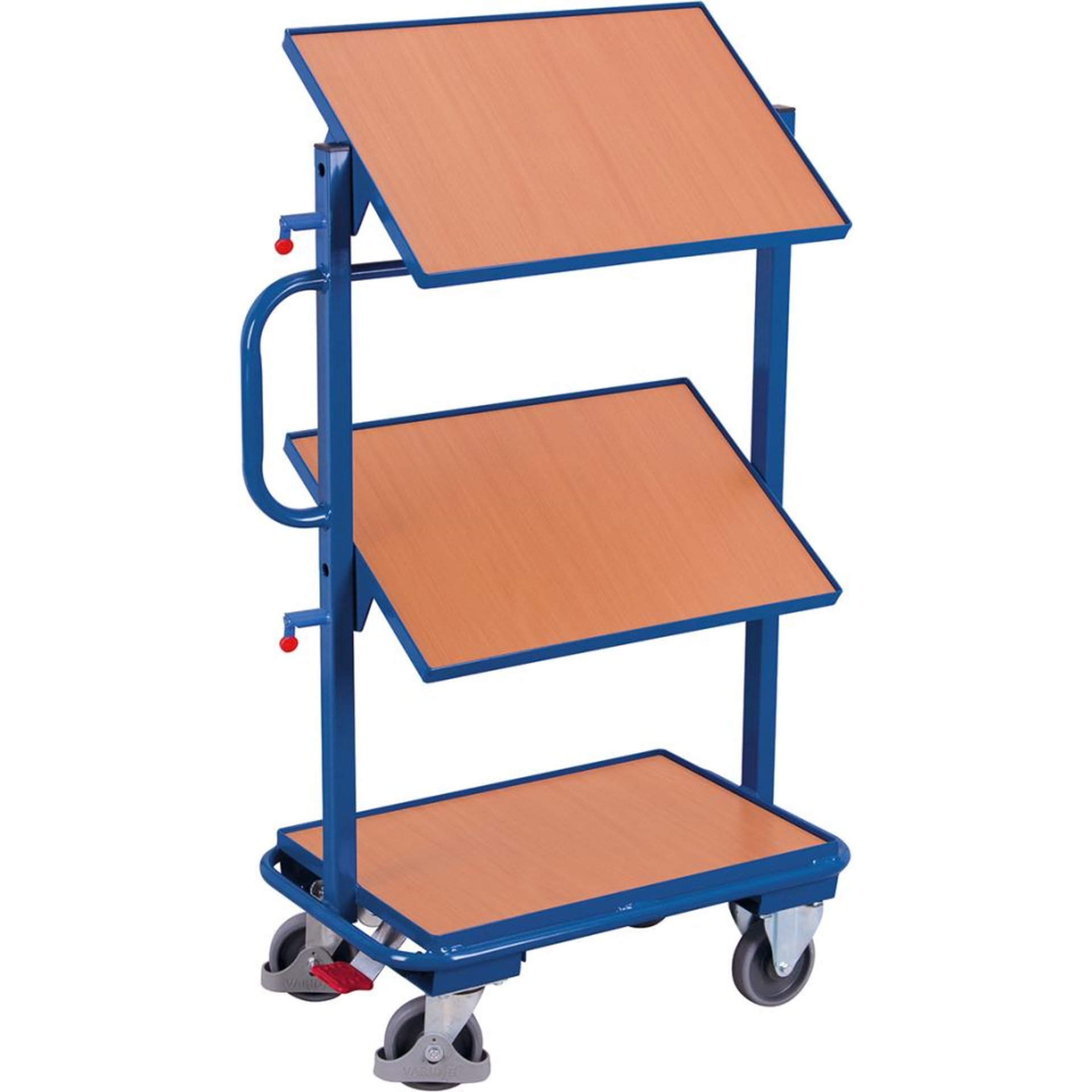 Beistellwagen, mit 3 Holzwerkstoffplatten, neigbar
