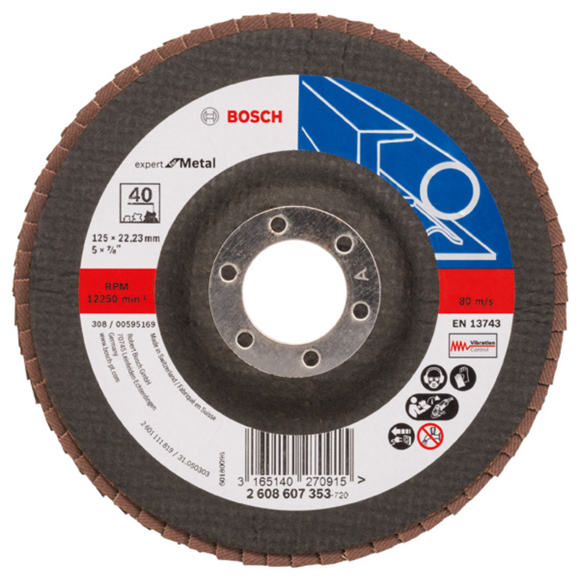 Fächerschleifscheibe X551 Expert for Metal, gerade, 125 mm, 40, Glasgewebe