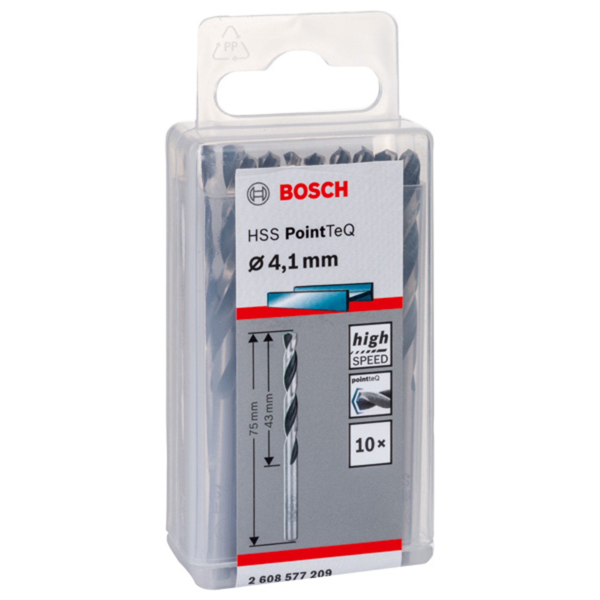 Metallspiralbohrer HSS PointTeQ, DIN 338, 4,1 mm, 10er-Pack