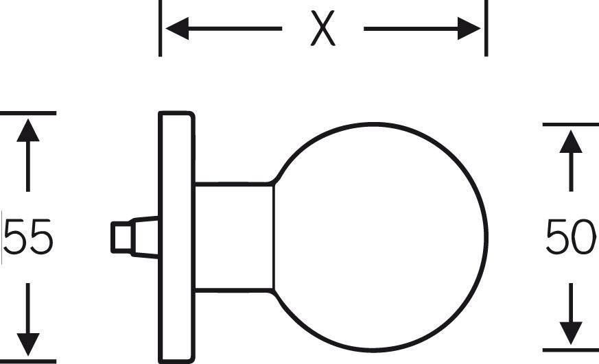 FSB ABT-Knopf, a.Ros. 23 0802, Kugelform, DIN Links-Rechts, aluminiumsilber eloxiert