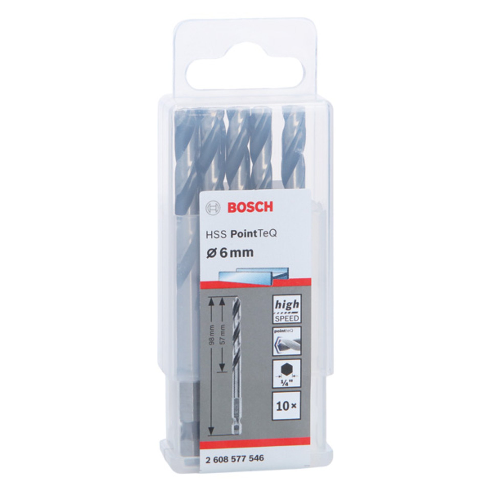 HSS PointTeQ Sechskantbohrer 6,0 mm, 10er-Pack