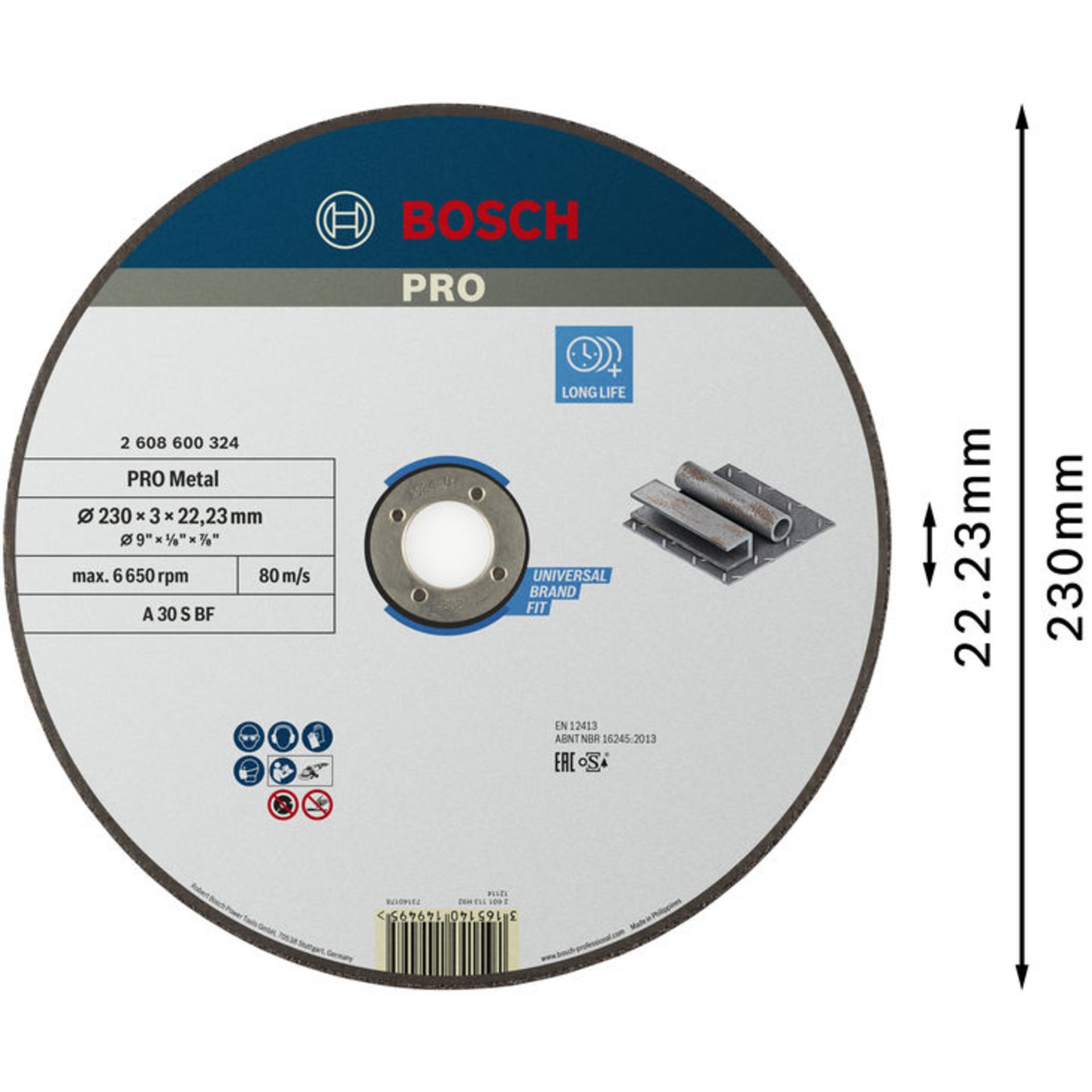 PRO Metal Trennscheibe, 230 x 3 x 22.23 mm, gerade, oSa