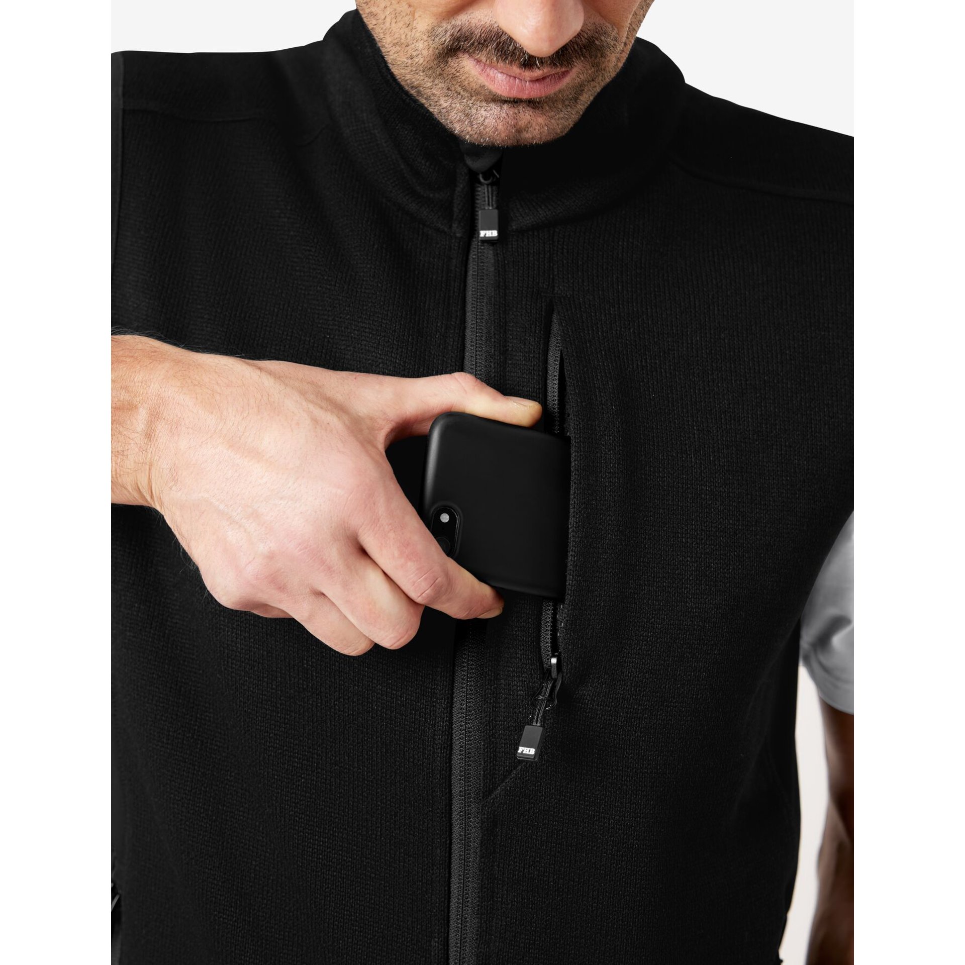 ADDE Strick-Fleece-Weste  schwarz 5XL