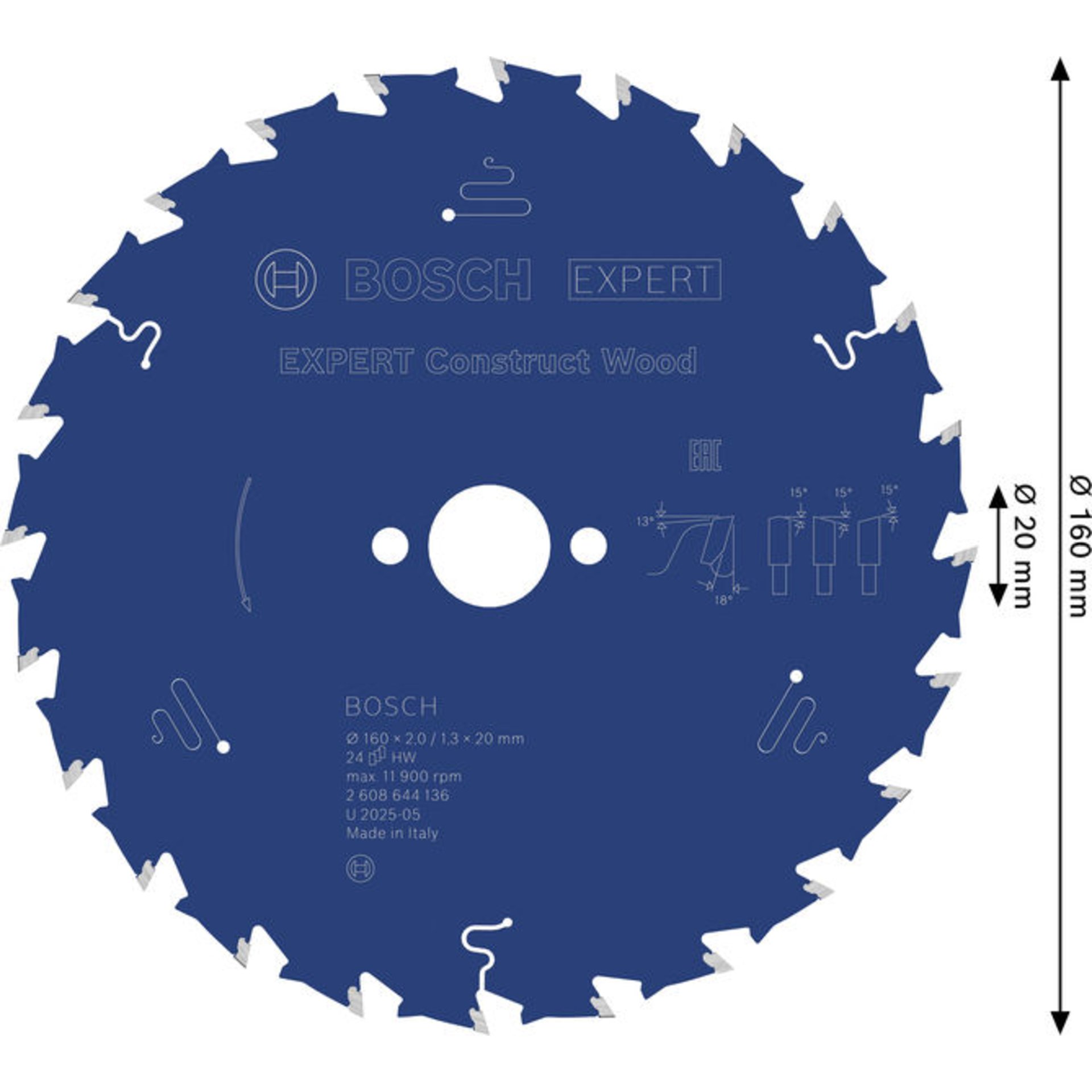 EXPERT Construct Wood Kreissägeblatt, 160 x 2/1,3 x 20 mm, Z24