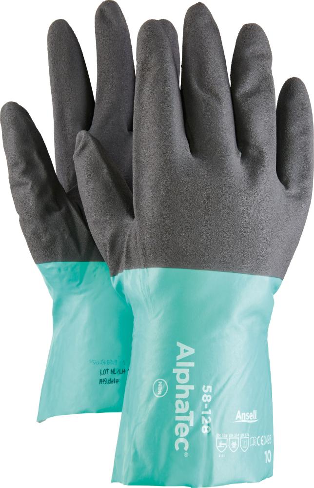 Ansell Chemikalienschutzhandschuh AlphaTec 58-128 schwarz/grün Größe 10 Ansell Chemikalienschutzhandschuh AlphaTec 58-128 schwarz/grün Größe 10