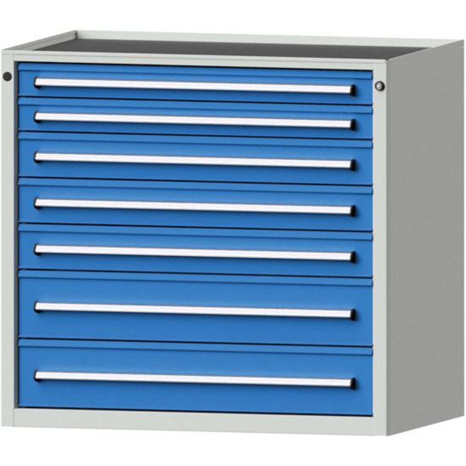 Anke Schubadenschrank B1060xT700xH980mm RAL 7035/5012 9 Schubladen