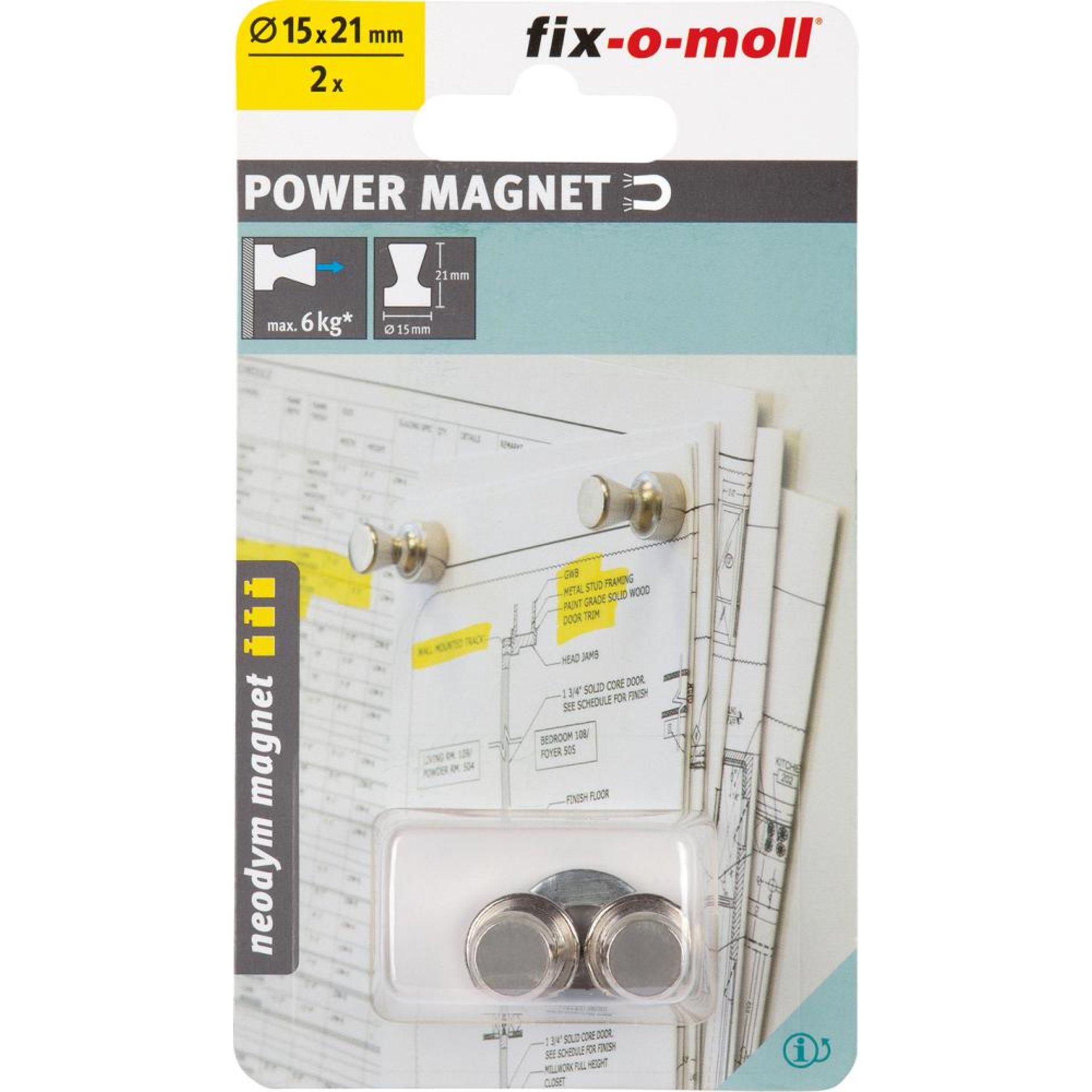 Magnetkegel Neodym Ø15 mm H21 mm,silber Inhalt: 2