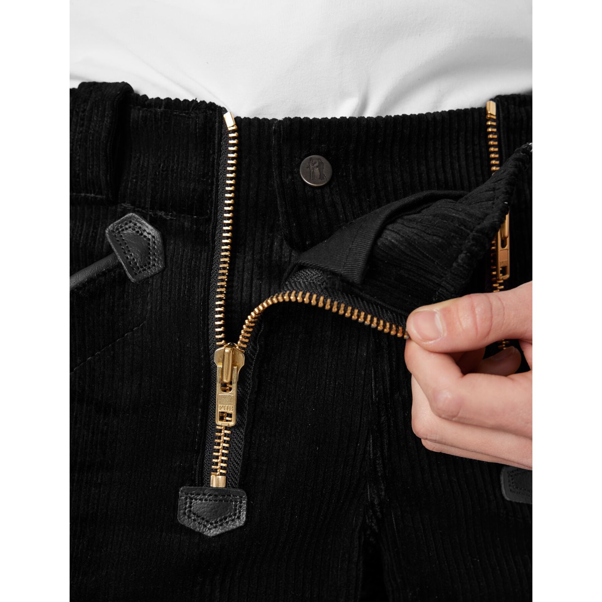 GUSTAV Zunfthose Trenkercord Dreidraht m. Echtleder schwarz 110