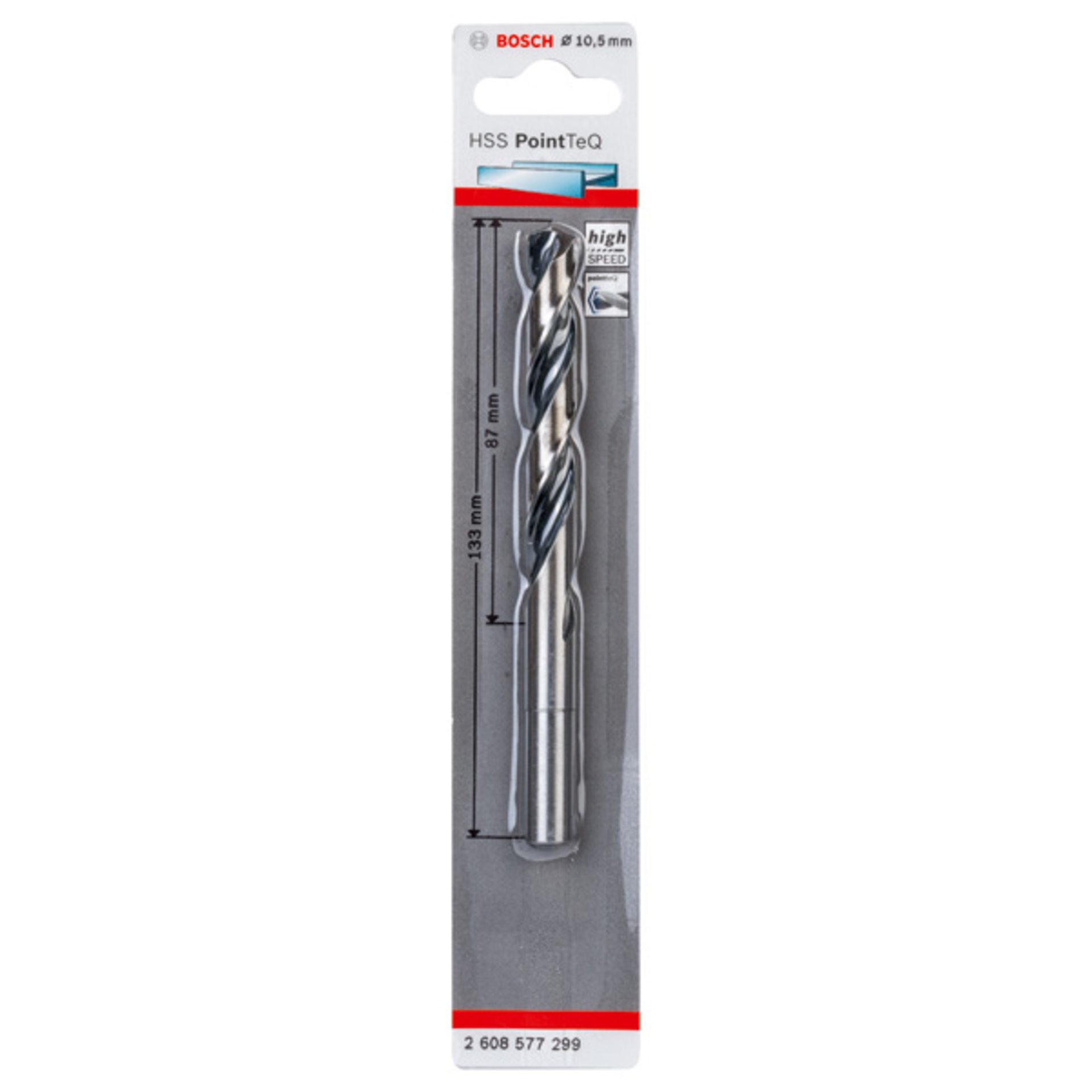 Metallspiralbohrer HSS PointTeQ, DIN 338, mit reduziertem Schaft, 10,5 mm